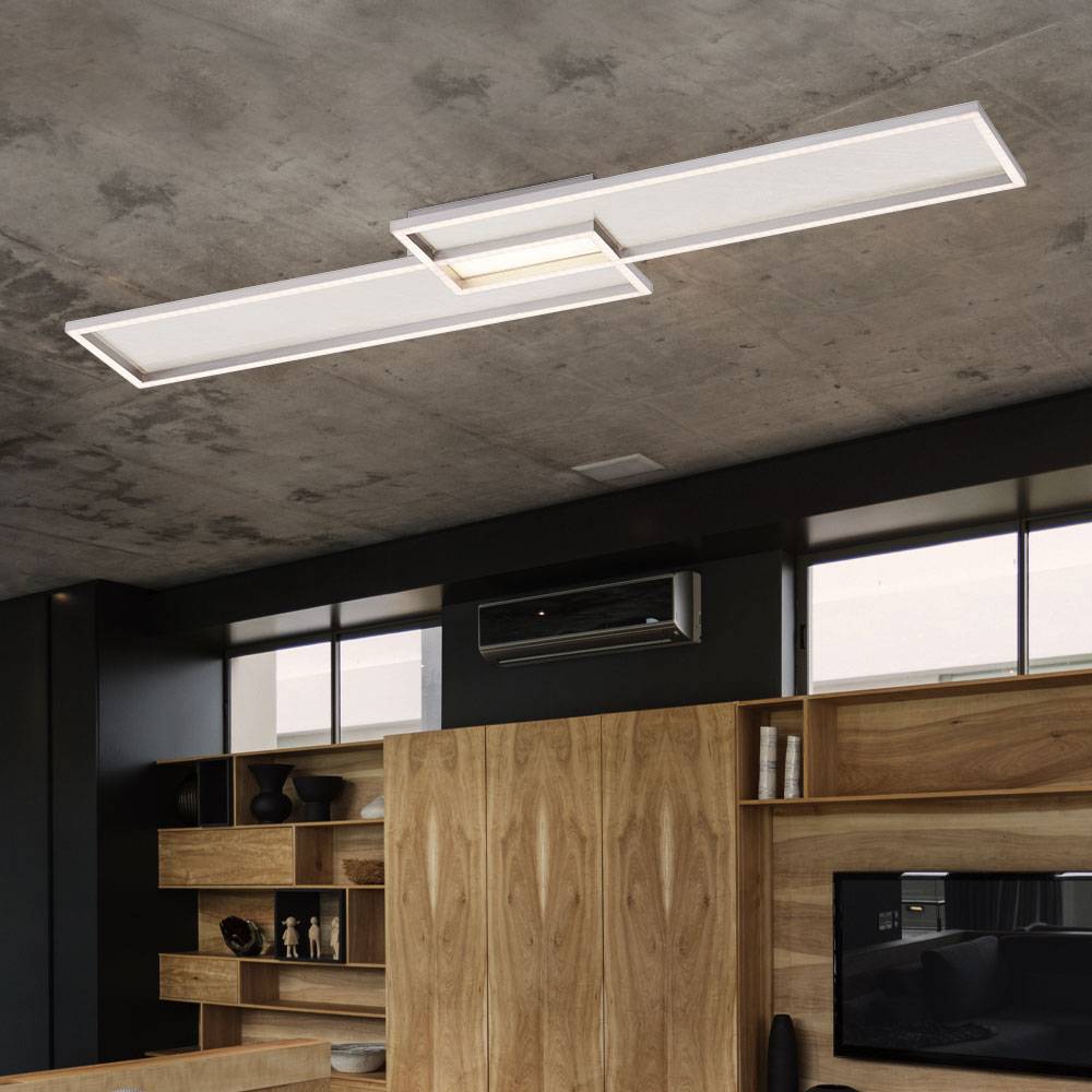 LED Deckenleuchte dimmbar Küchenlampe Deckenleuchte mit Fernbedienung Deckenlampe Wohnzimmer, CCT, Metall, 1x LED 40W 2200Lm, LxBxH 110x24,7x6,9 cm