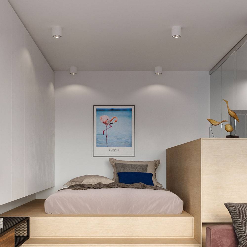 Spots Deckenleuchte Aufbauspot GU10 Deckenlampe skandinavisch weiß, Wohnzimmer Treppenhaus Flur, 1x GU10 Fassung, DxH 12x11 cm