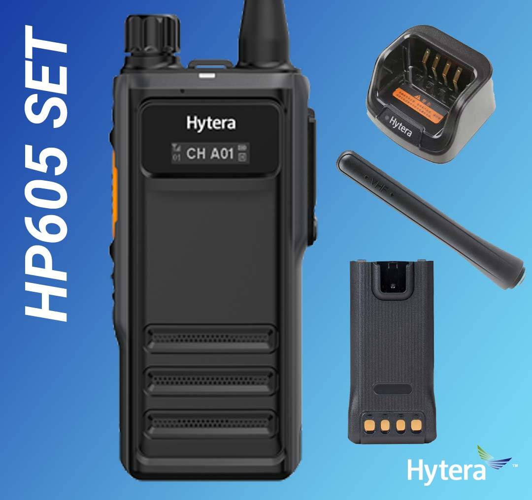 SET Hytera HP605 VHF Batterie Ladegeräte Antenne 146-174 MHz AN0160H13 HP605V1