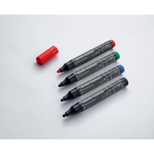 Board-Marker Rundspitze 2-3mm Tinte schwarz/blau/rot/grün 4 Stück