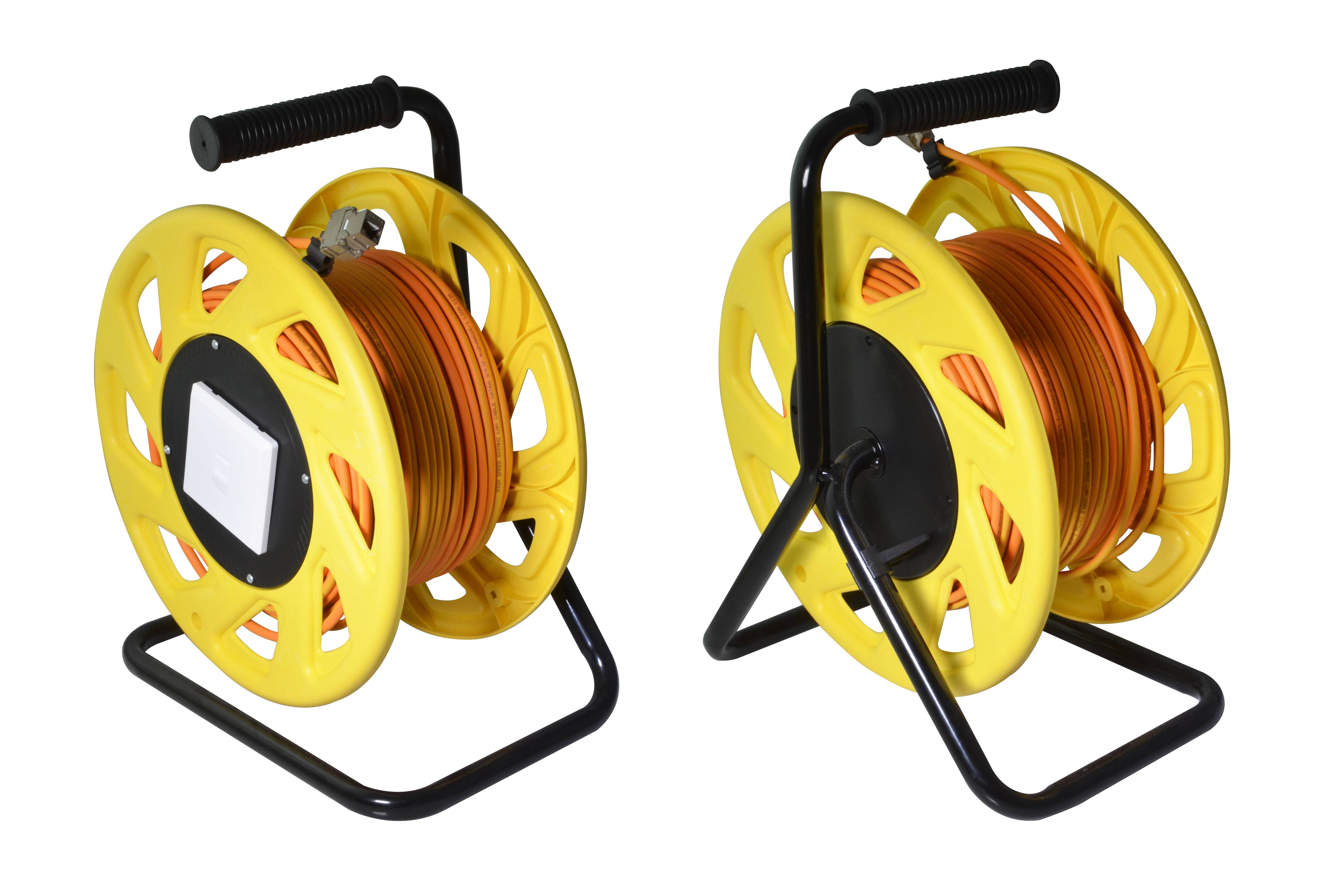 helos Kabeltrommel, Netzwerkkabel Cat 7A, mobil, orange/gelb, 50,0m