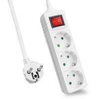 helos Steckdosenleiste CLASSIC, 3-fach, weiß, 1,5m, mit Schalter robustes klassisches Design , 1,5m Zuleitung , Leiterquerschnitt: 1,5 mm² , Kabelty