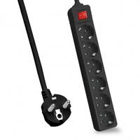 helos Steckdosenleiste CLASSIC, 6-fach, schwarz, 1,5m, mit Schalter robustes klassisches Design , 1,5m Zuleitung , Leiterquerschnitt: 1,5 mm²