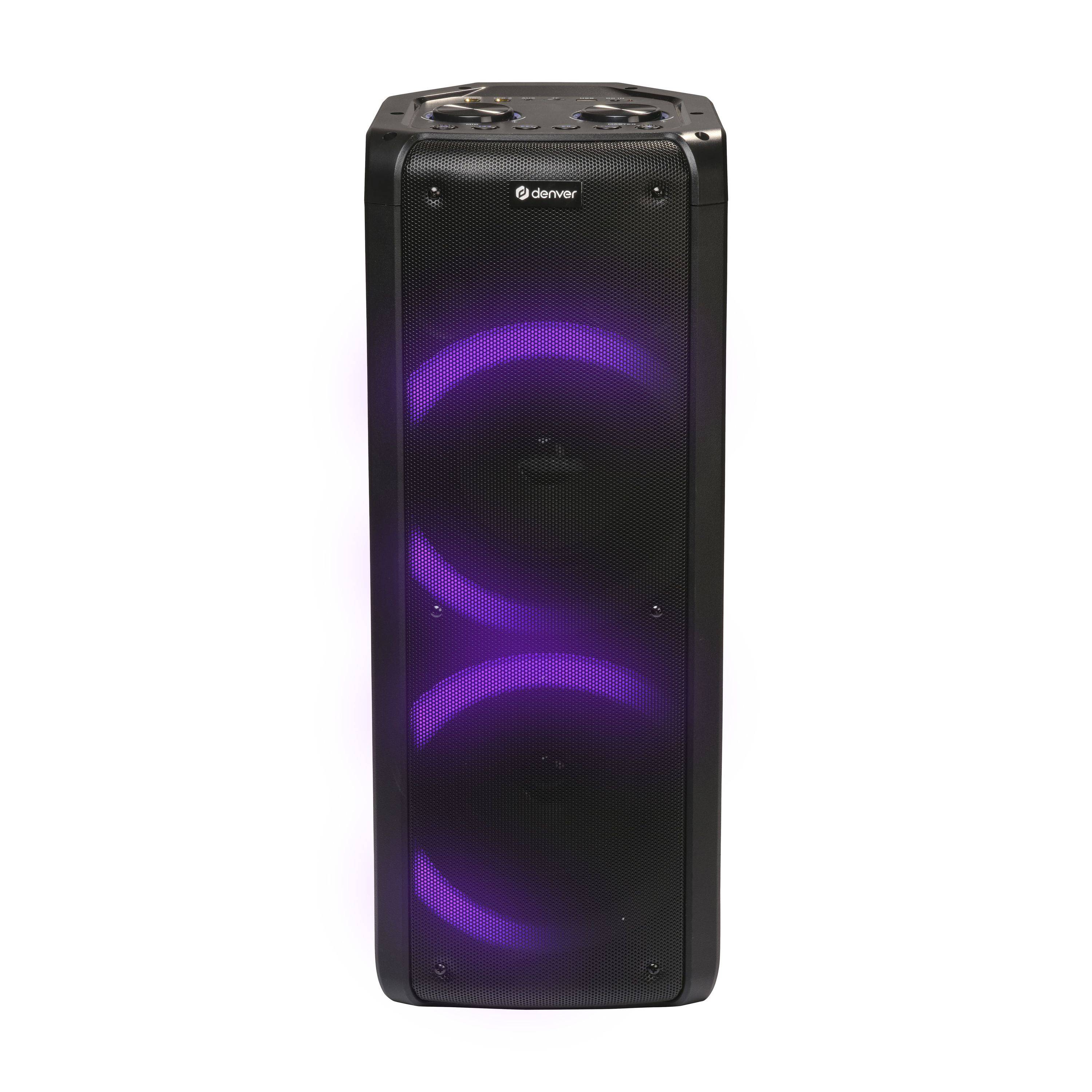Denver BPS-352 - Bluetooth Party Lautsprecher 300W Karaoke Box mit Mikrofon LED Lichteffekt TWS Stereo Akku