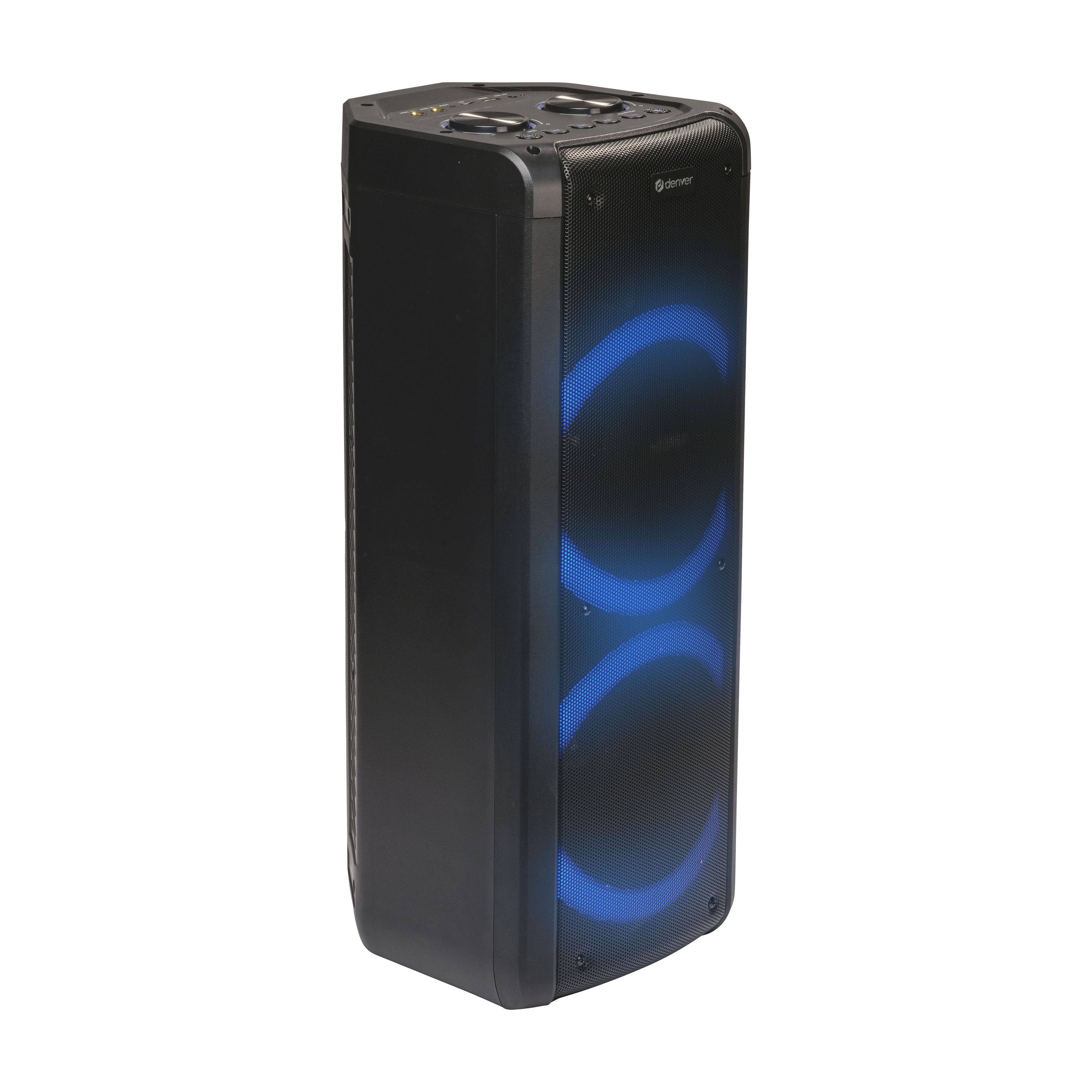 Denver BPS-352 - Bluetooth Party Lautsprecher 300W Karaoke Box mit Mikrofon LED Lichteffekt TWS Stereo Akku