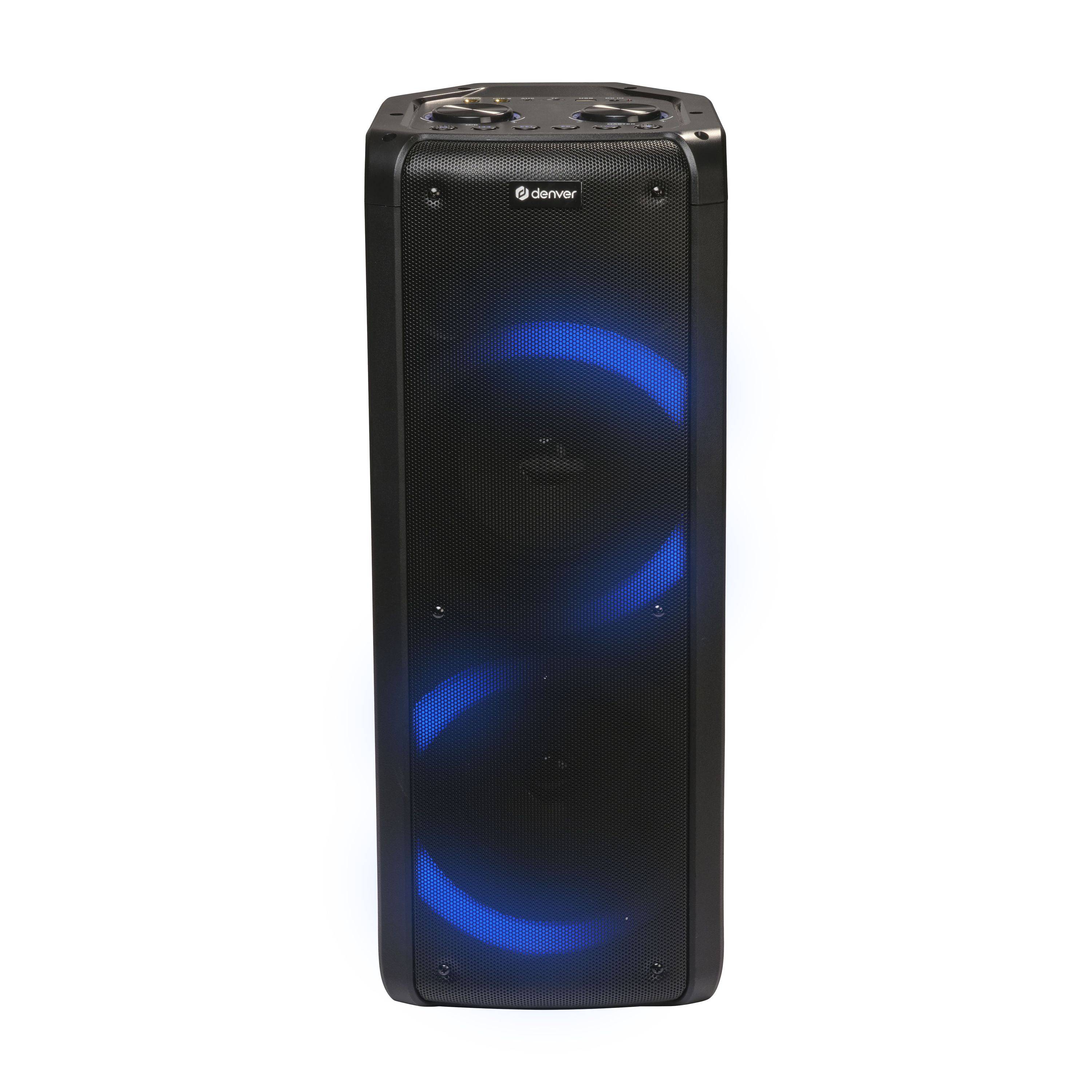 Denver BPS-352 - Bluetooth Party Lautsprecher 300W Karaoke Box mit Mikrofon LED Lichteffekt TWS Stereo Akku