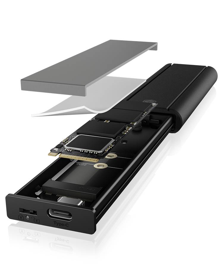 IB-1807MT-C31, ext. M.2 NVMe Gehäuse, Werkzeuglos, USB 3.2 (Gen 2) Type-C®/Type-A, Aluminium, schwarz