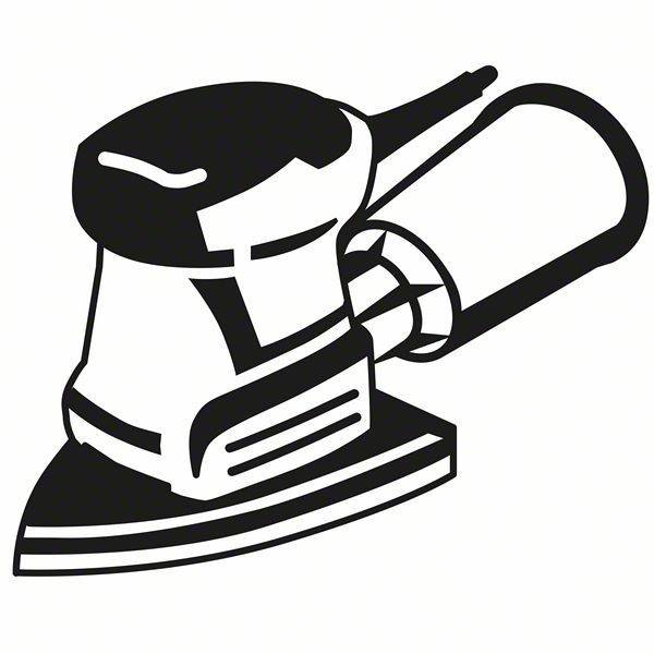 Ein Symbol einer tragbaren elektrischen Schleifmaschine mit Staubbeutel, die üblicherweise zum Glätten von Oberflächen beim Holzarbeiten oder in der Baubranche verwendet wird.