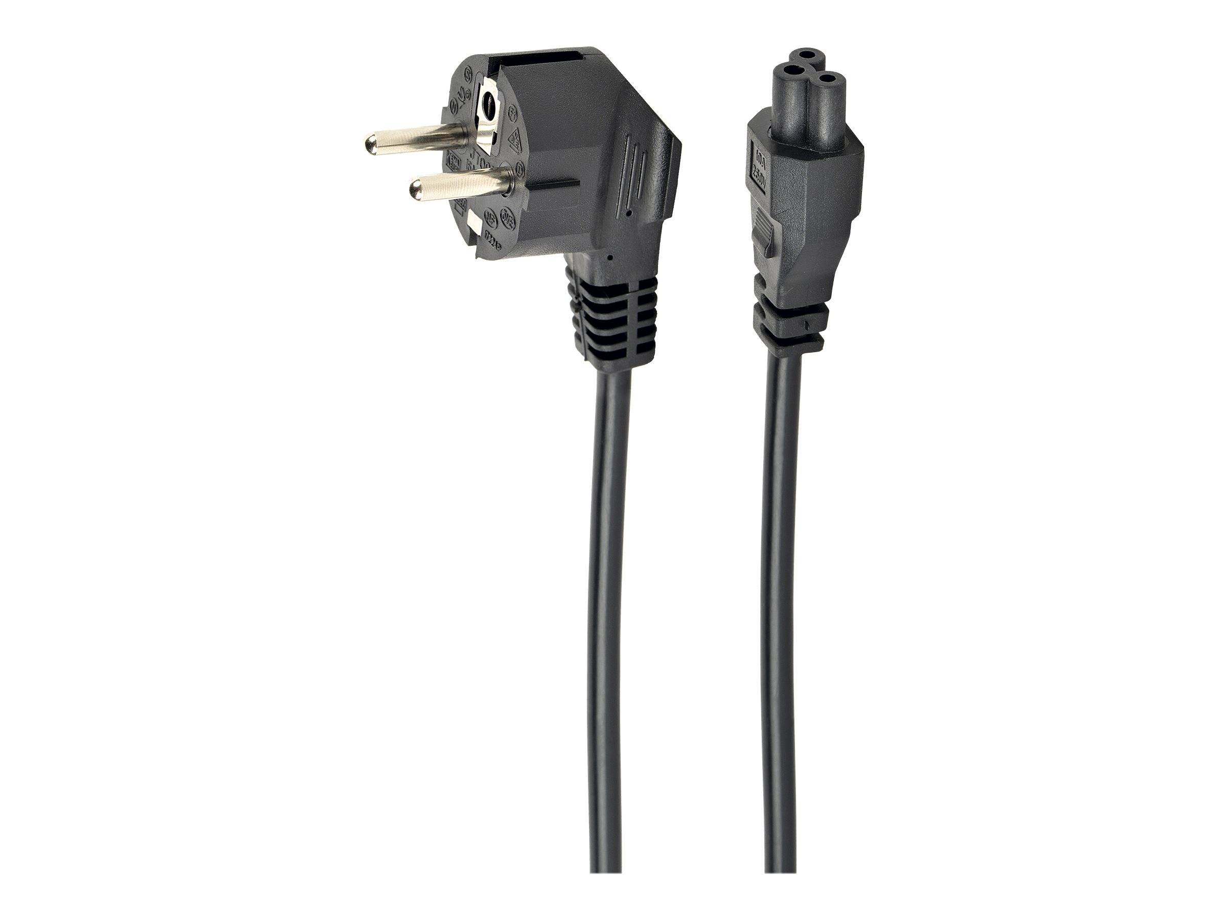 Ein zweipoliger europäischer Stecker und seine entsprechende Buchsenverbindung an einem schwarzen Stromkabel, verwendet für elektrische Verbindungen.