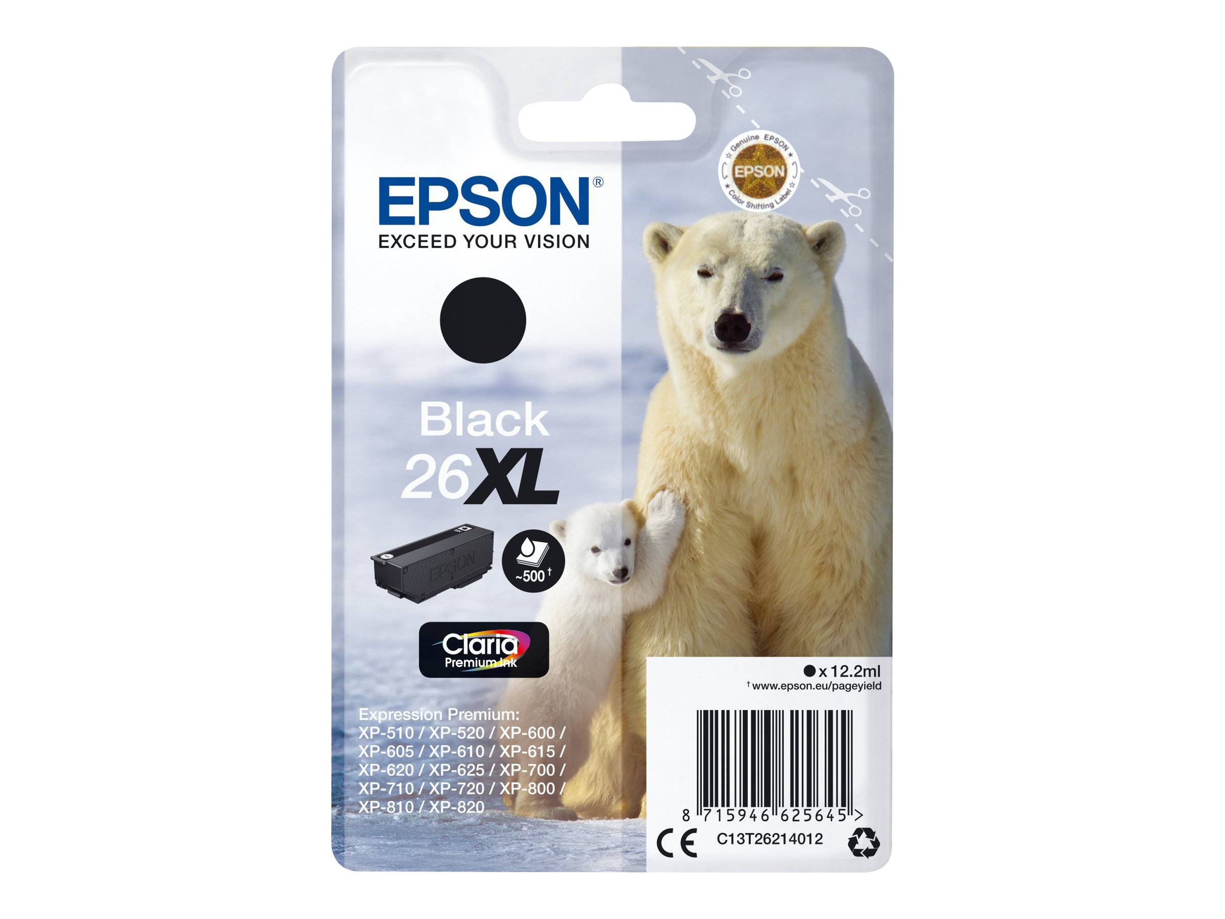 Epson 26XL - 12.2 ml - XL - Schwarz - Original - Blister mit RF- / aktustischem