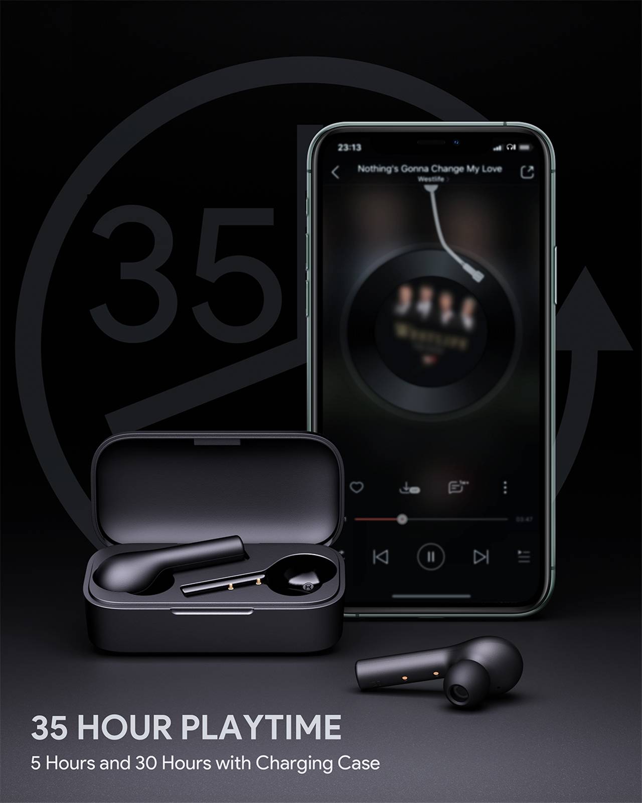 EP-T21 True Wireless Ohrhörer 35 Stunden Spielzeit Schwarz