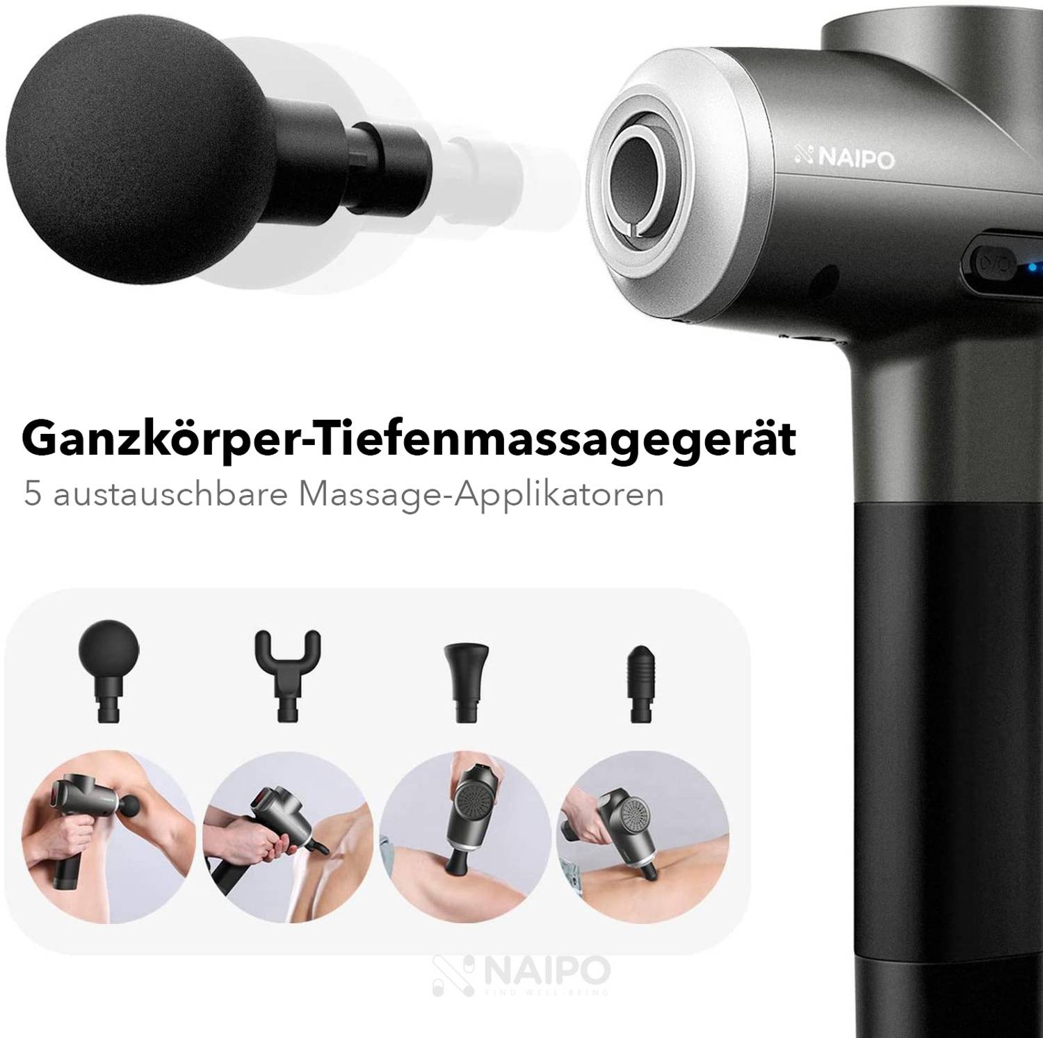 NAIPO Massagepistole »MGPC-007«, NAIPO Massage Gun Tiefengewebe Muskel Percussion Massagegerät