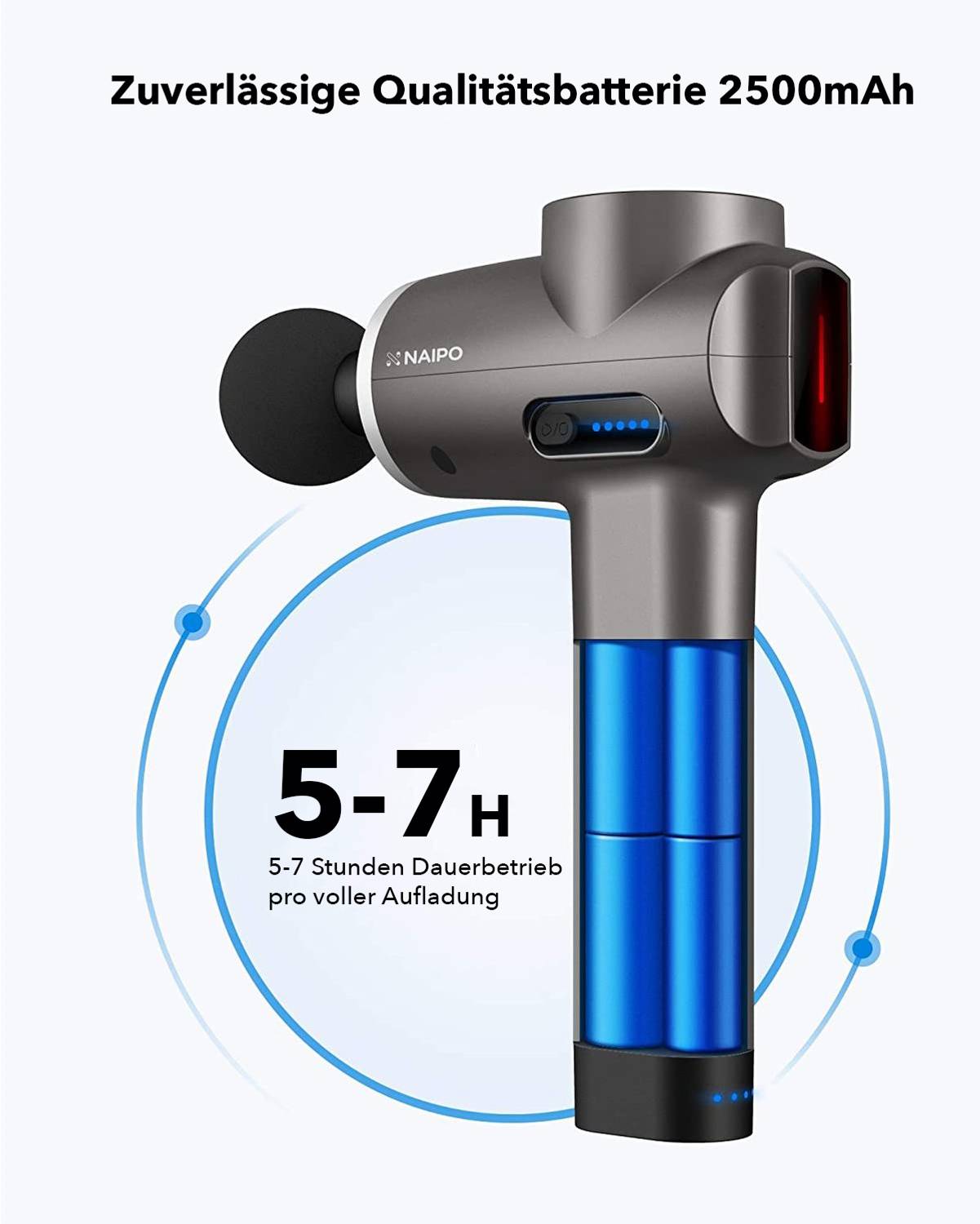 NAIPO Massagepistole »MGPC-007«, NAIPO Massage Gun Tiefengewebe Muskel Percussion Massagegerät