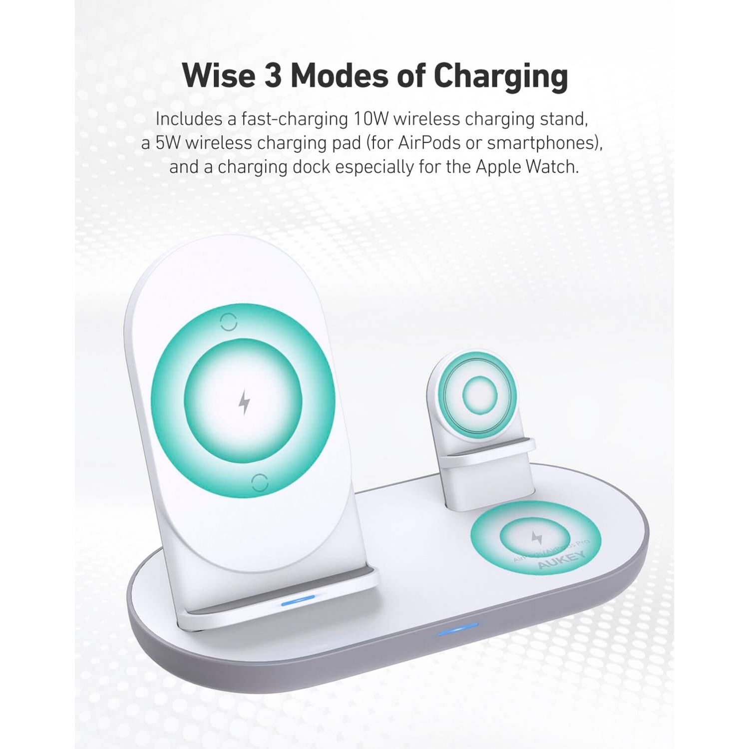 Aukey LC-A3-Whi Aircore Wireless Charger 15W Weiß, Kabelloses Laden, magnetisches Ladegerät