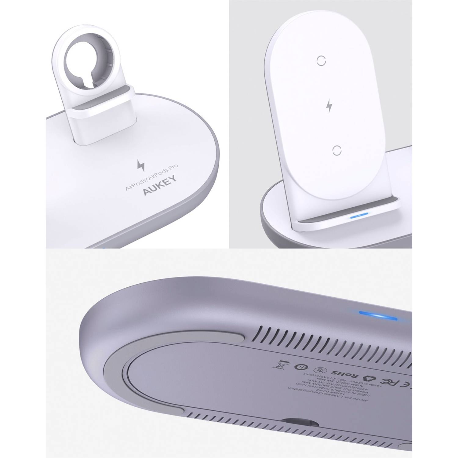 Aukey LC-A3-Whi Aircore Wireless Charger 15W Weiß, Kabelloses Laden, magnetisches Ladegerät