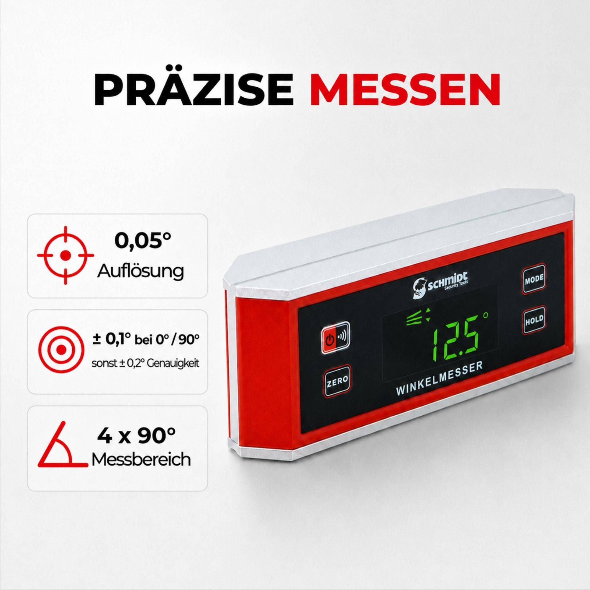 SCHMIDT security tools Winkelmesser Digital 0,05° Neigungsmesser IP65 Magnetisch