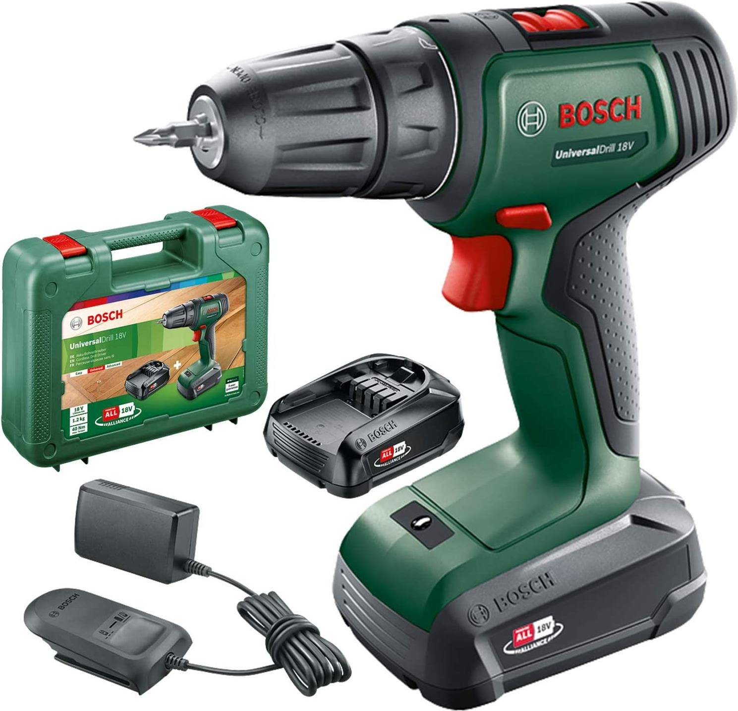 Akku-Zweigang-Bohrschrauber UniversalDrill 18V Kap.1,5Ah m.2Akkus/Ladeg.