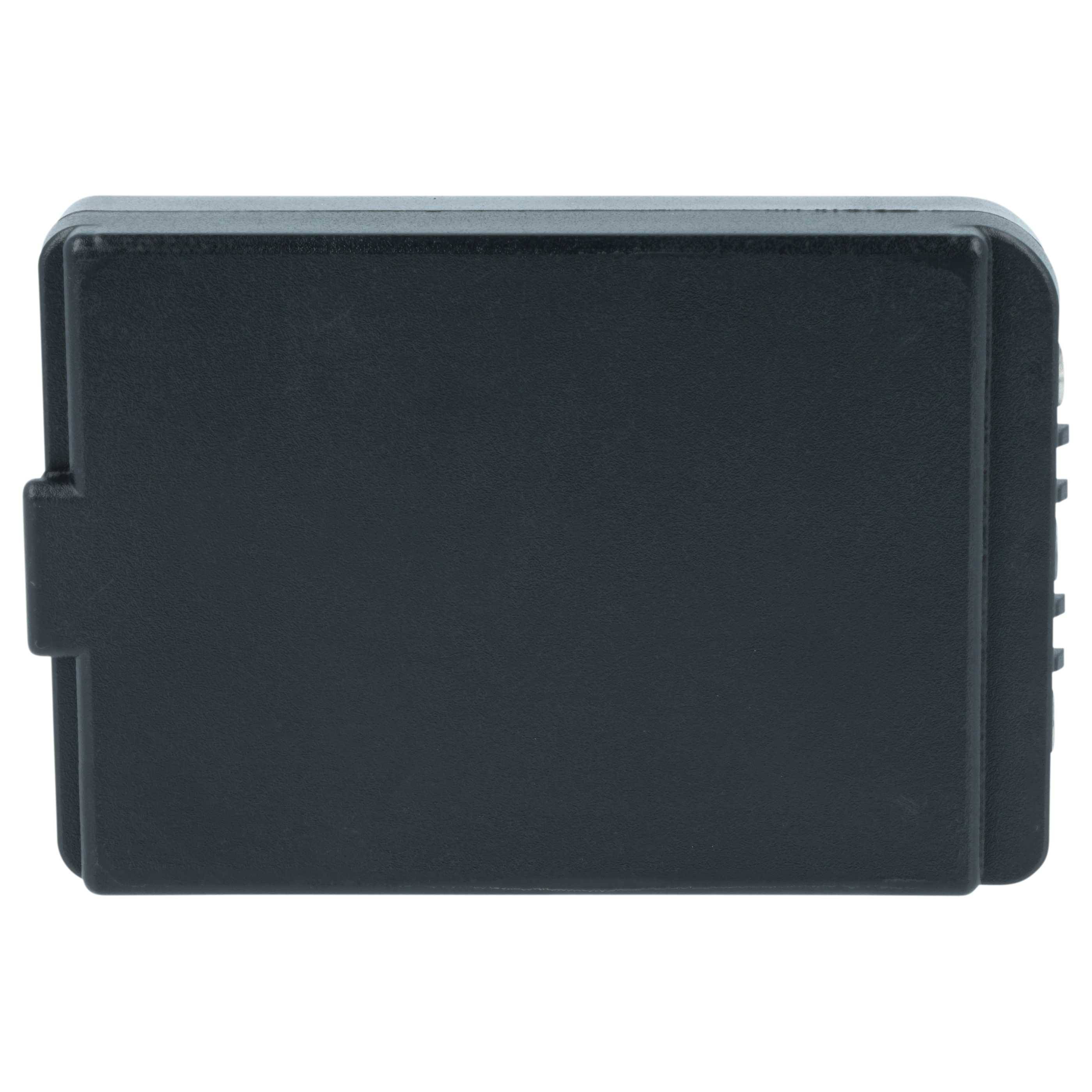 Ein schwarzes rechteckiges elektronisches Gerät mit einem Anschluss an der Seite, möglicherweise ein Steuermodul oder Sensor, mit einem schlichten Design.