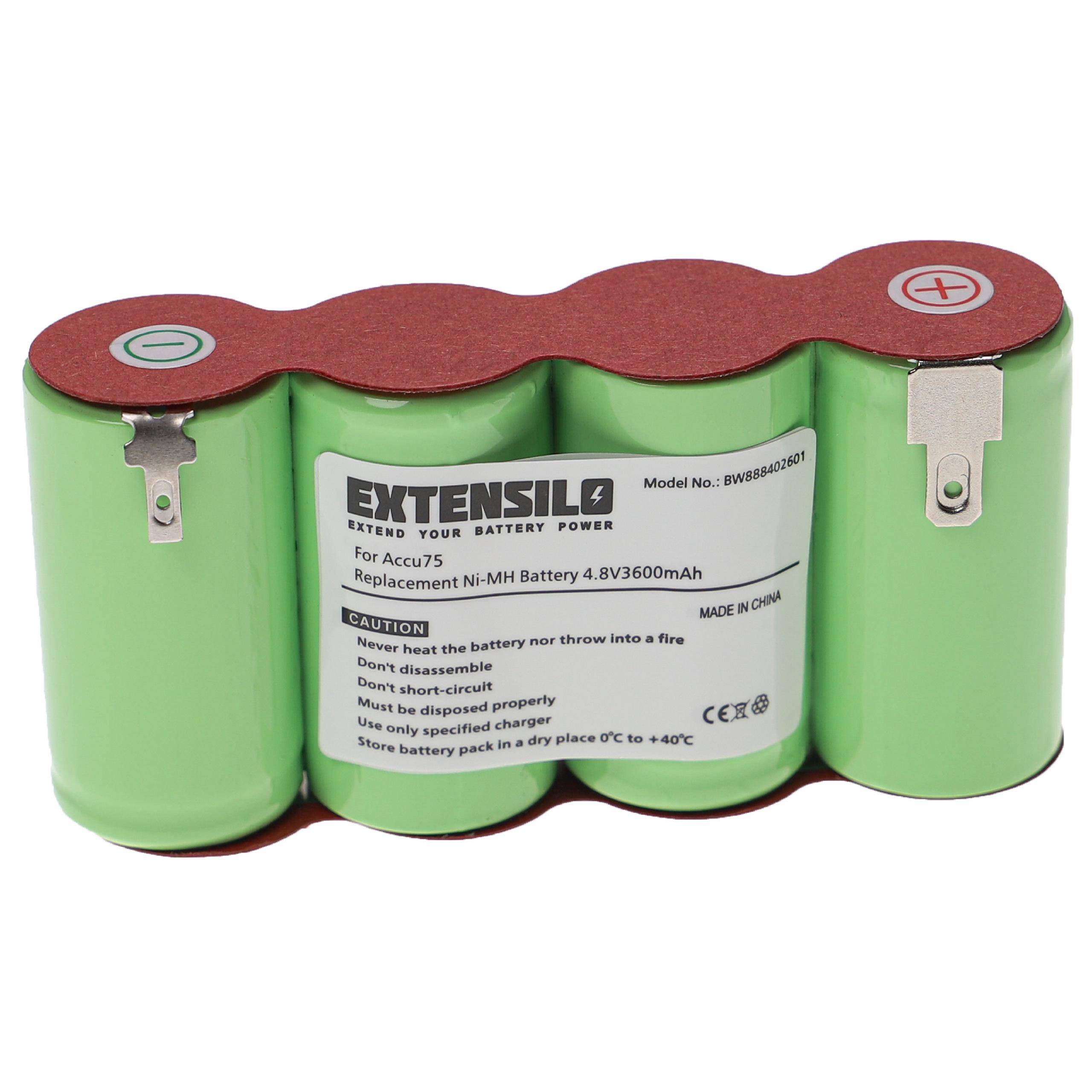 Grüner wiederaufladbarer Batteriepack mit drei Zellen, beschriftet mit „EXTENSILO