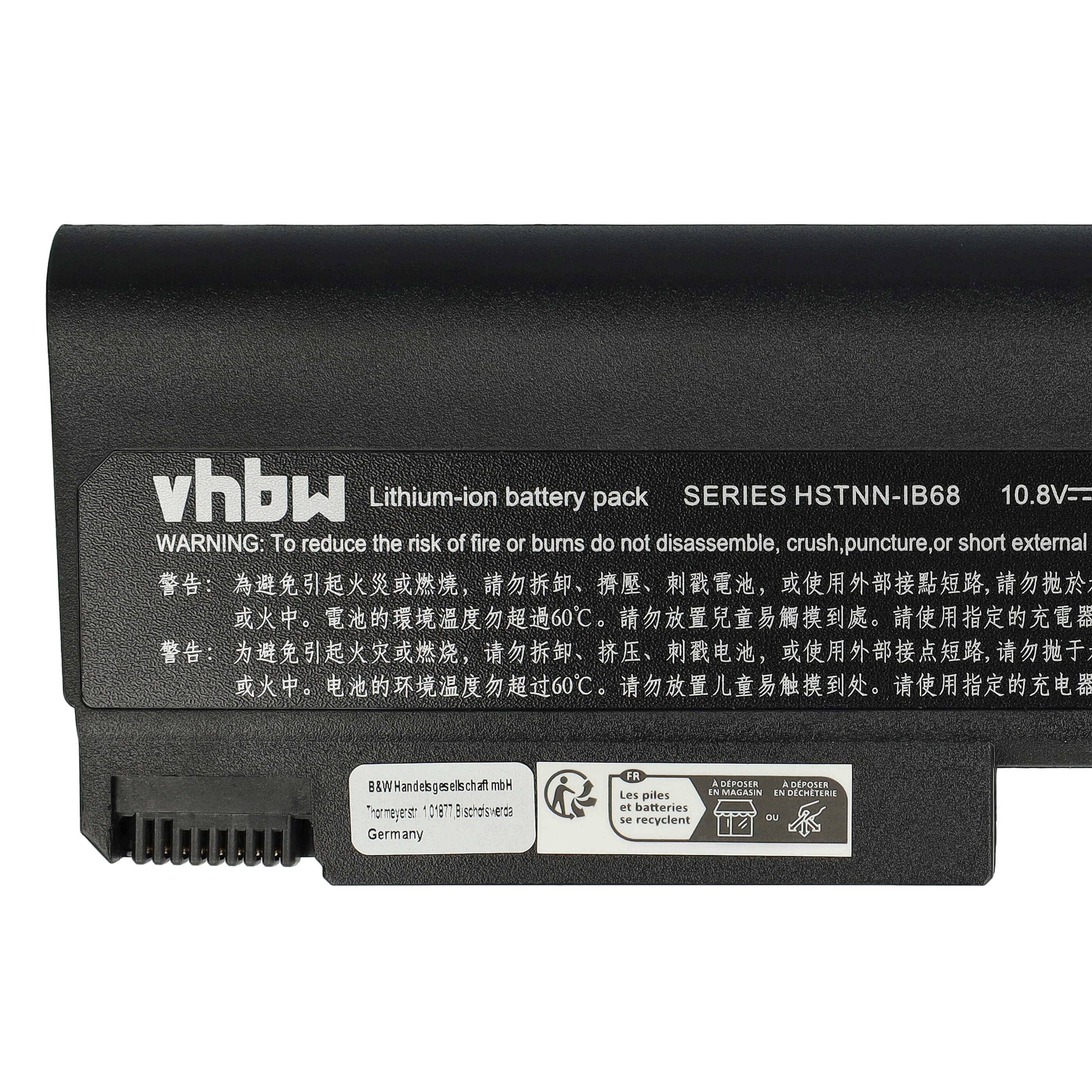 vhbw Akku Ersatz für HP HSTNN-XB68, HSTNN-XB69, KU531AA für Notebook (6600mAh, 10,8V, Li-Ion)