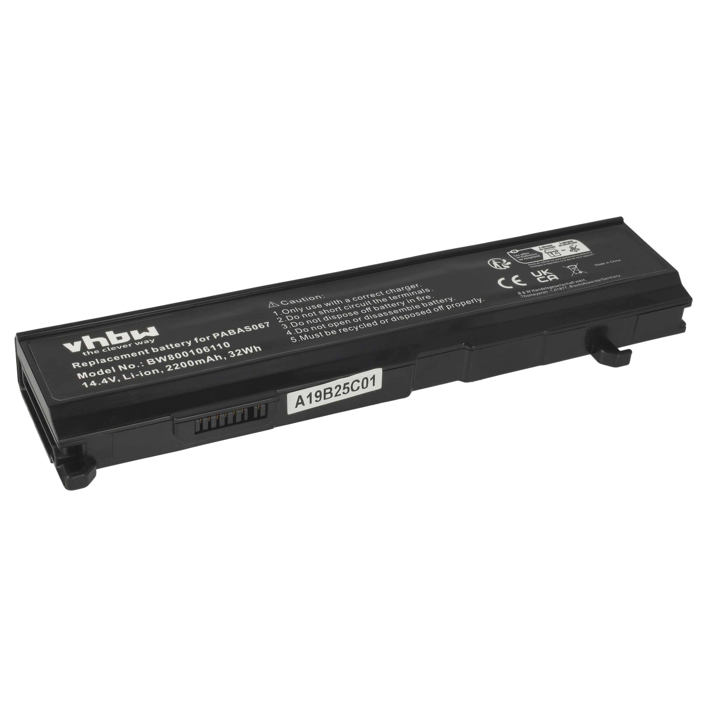 vhbw Akku kompatibel mit Toshiba Satellite M70-152, M70-168, M70-175, M70-181, M70-183, M70-186 Notebook (2200mAh, 14,4V, Li-Ion)