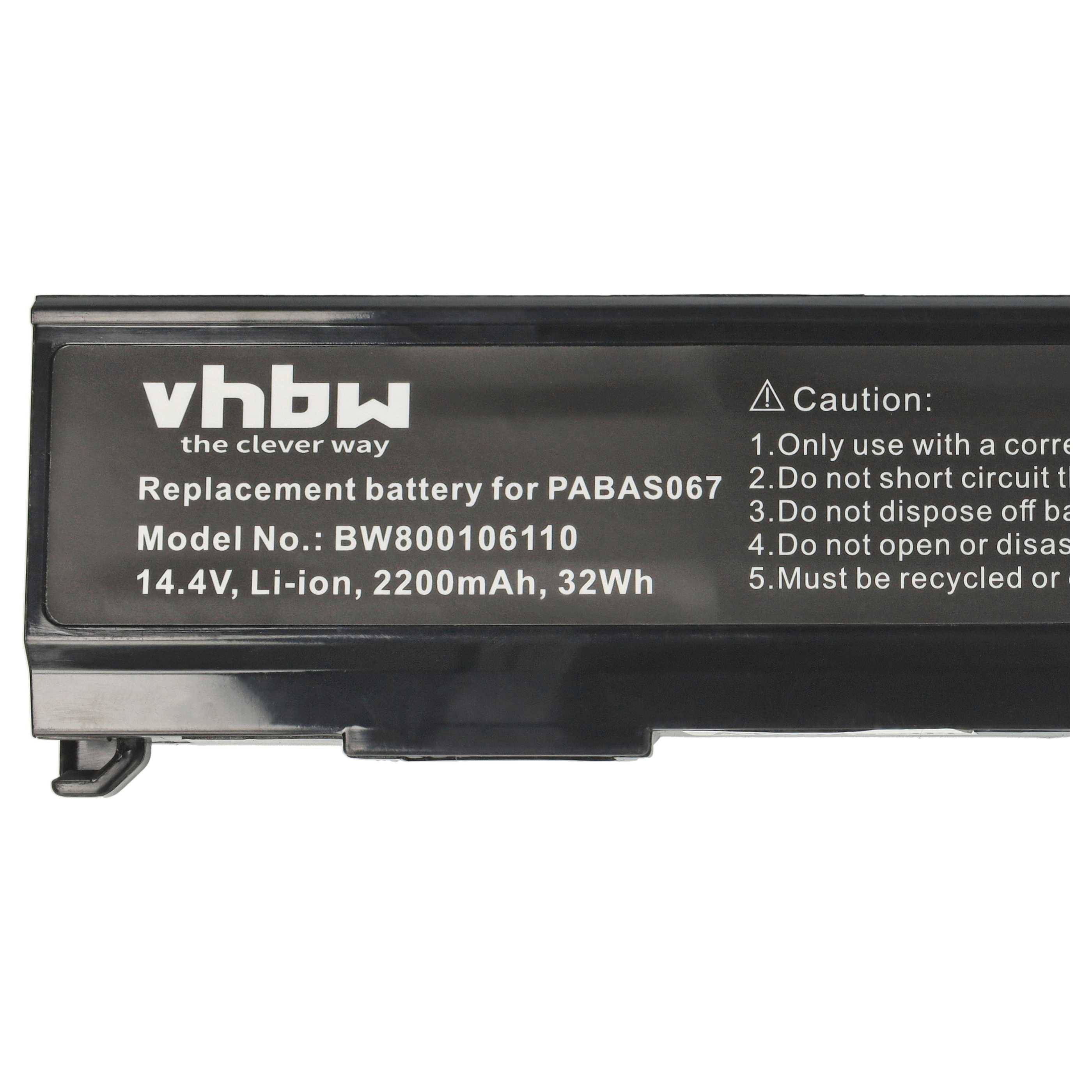 vhbw Akku kompatibel mit Toshiba Satellite A105-S271X, A105-S2xxx, A105-S361X, A110-101, A105-S361 Notebook (2200mAh, 14,4V, Li-Ion)