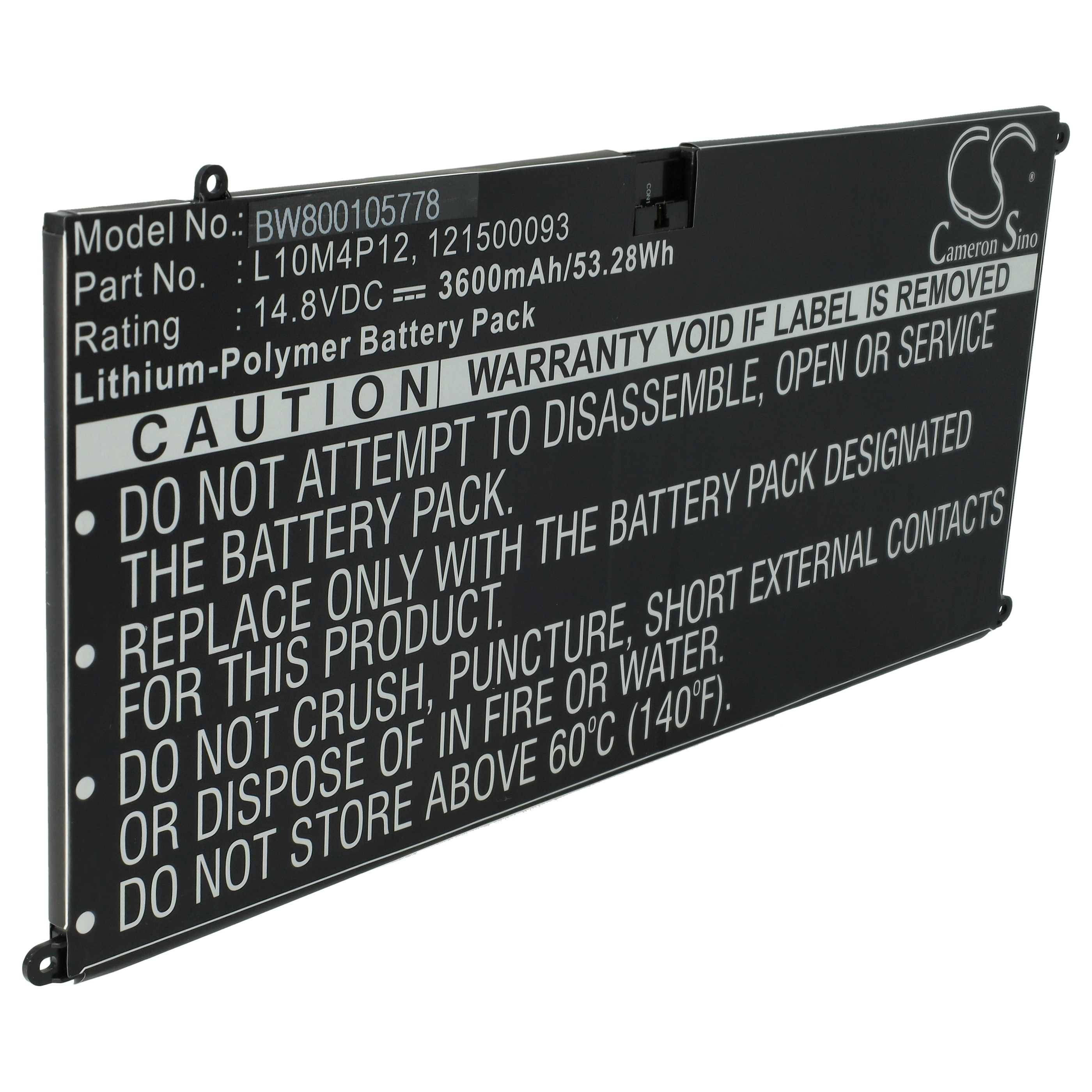 vhbw Akku Ersatz für Lenovo L10M4P12, 121500093 für Notebook (3600 mAh, 14,8 V, Li-Polymer)