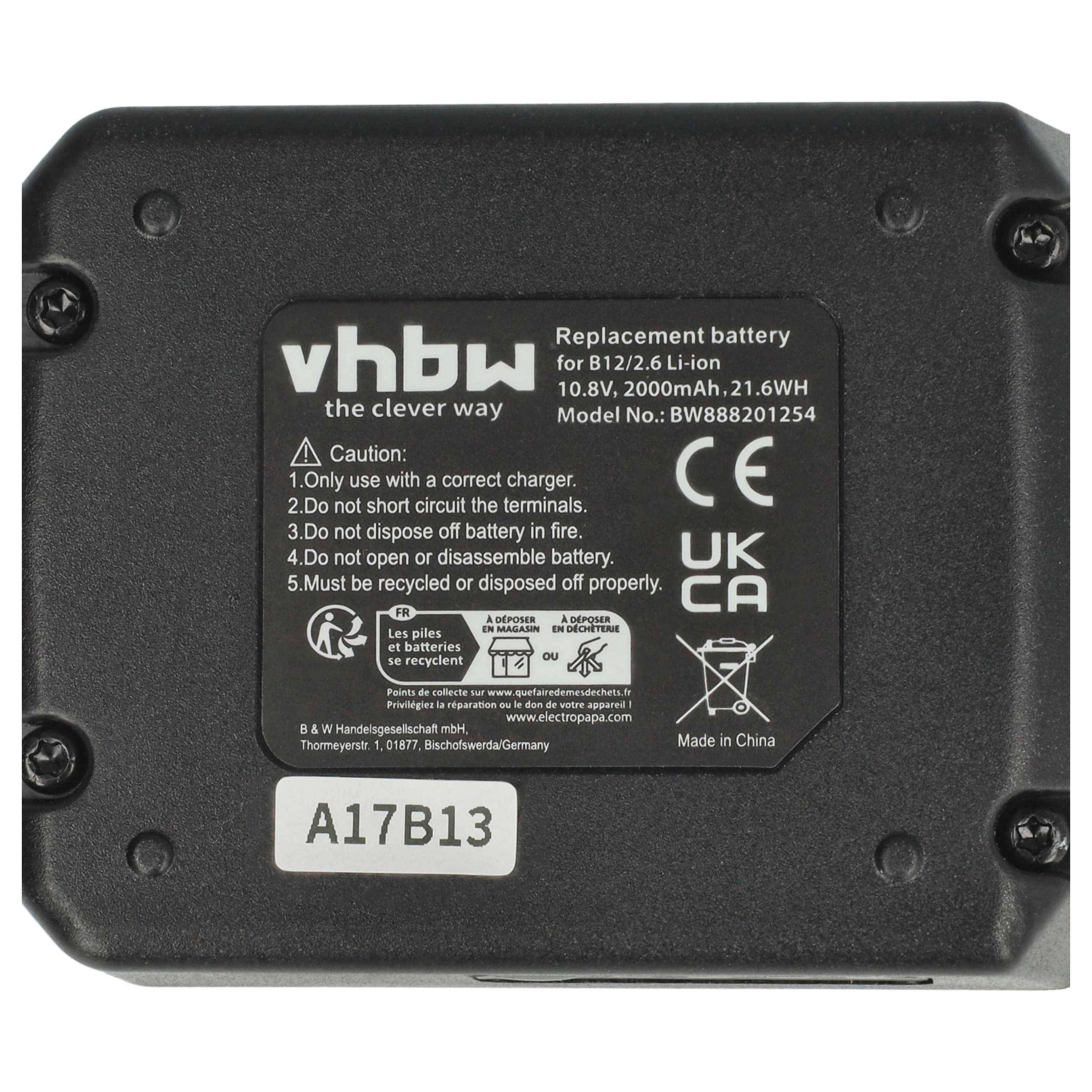 vhbw 2x Akku kompatibel mit Hilti SR 2-A12, SL 2-A12, SID 2-A, SID 2-A12, SFD 2-A12, SFE 2-A12 Werkzeug (2000 mAh, Li-Ion, 10,8 V)