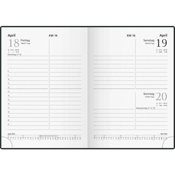 Taschenkalender 10x14cm schwarz Kalendarium 2023