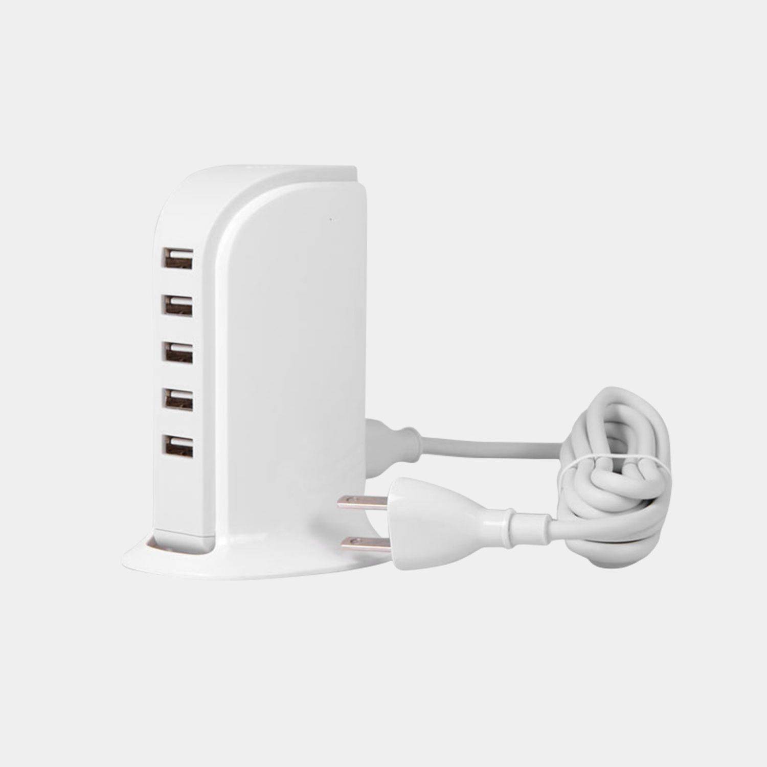 Ladegerät 5x USB 25W Ladestation USB Netzteil Mehrfachladegerät mit integriertem Netzkabel weiß