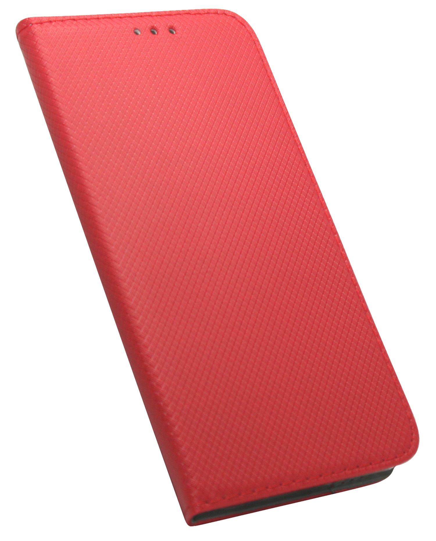 Buch-Tasche Hülle Smart Magnet kompatibel mit MOTOROLA MOTO G71 5G Leder Optik Wallet Book-Style Cover Schale in Rot