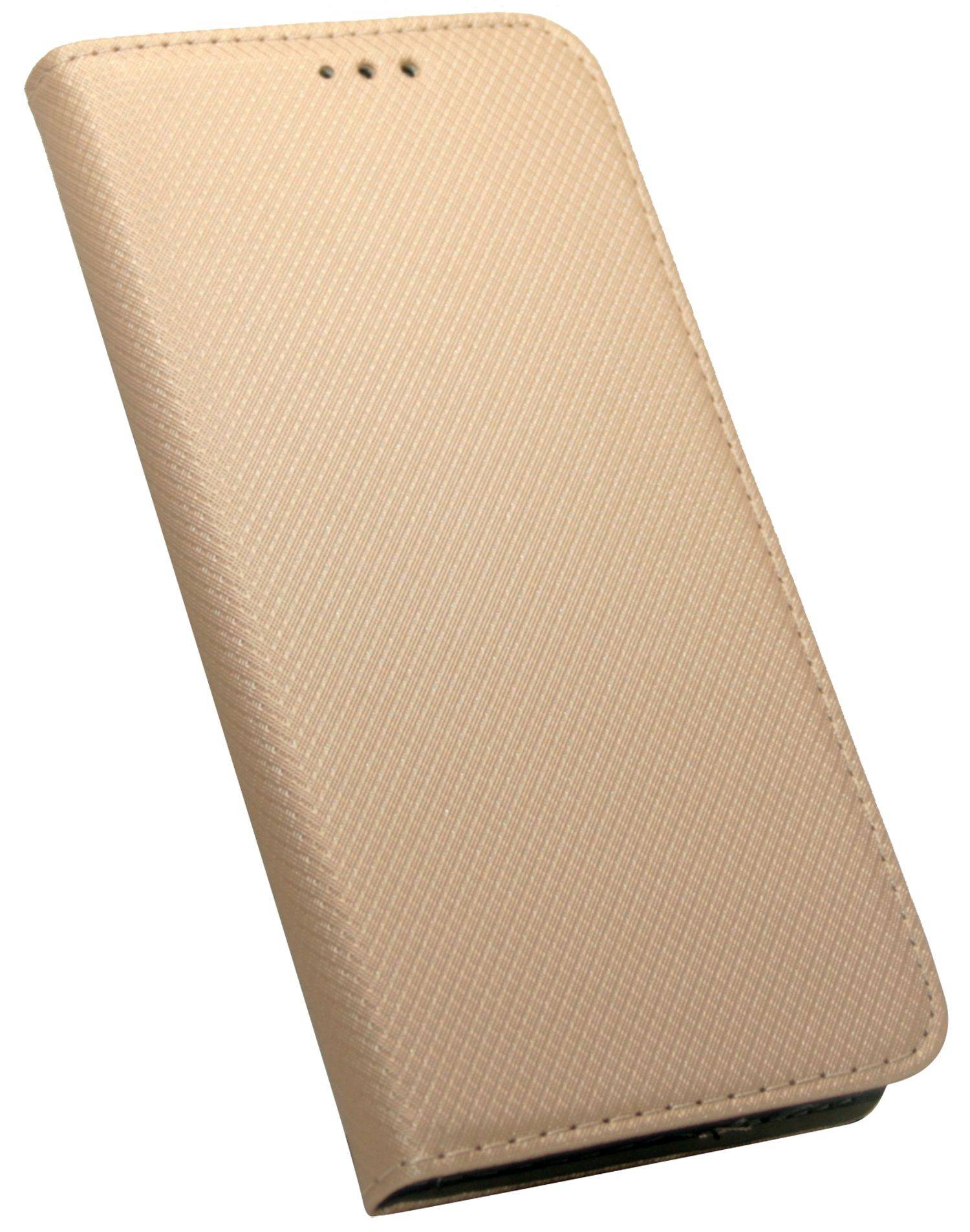 Buch-Tasche Hülle Smart Magnet kompatibel mit MOTOROLA MOTO G71 5G Leder Optik Wallet Book-Style Cover Schale in Gold