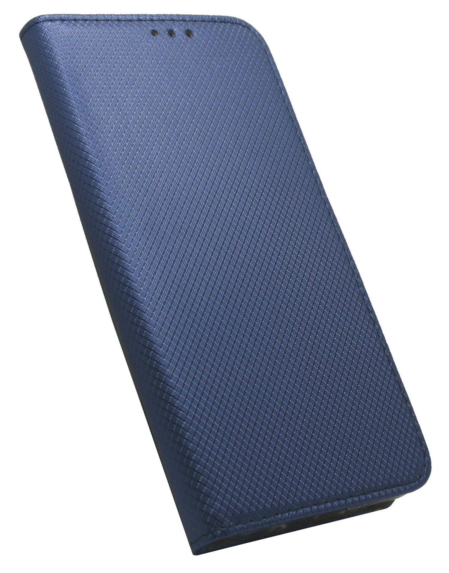Buch-Tasche Hülle Smart Magnet kompatibel mit MOTOROLA MOTO G71 5G Leder Optik Wallet Book-Style Cover Schale in Blau