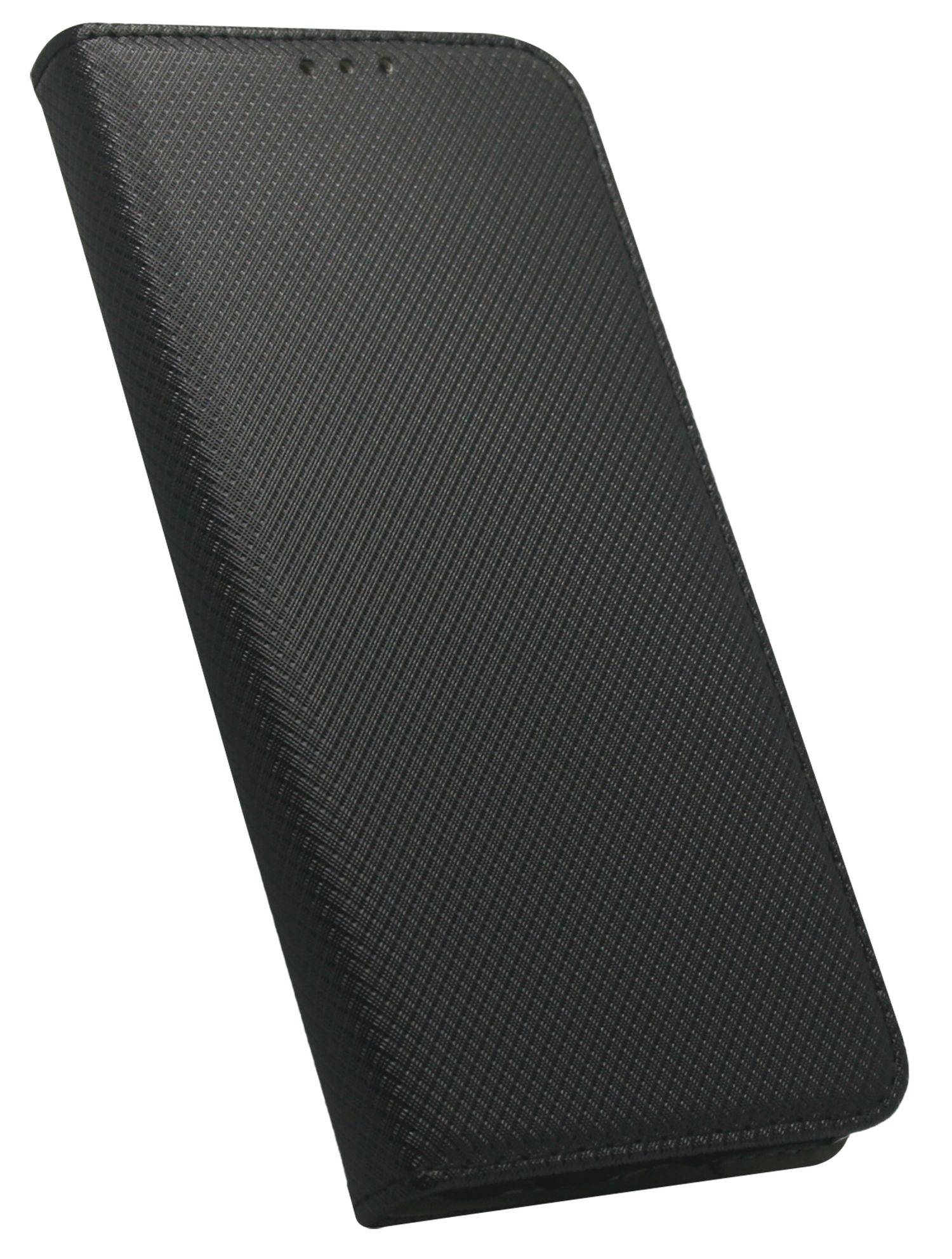 Buch-Tasche Hülle Smart Magnet kompatibel mit MOTOROLA MOTO G71 5G Leder Optik Wallet Book-Style Cover Schale in Schwarz