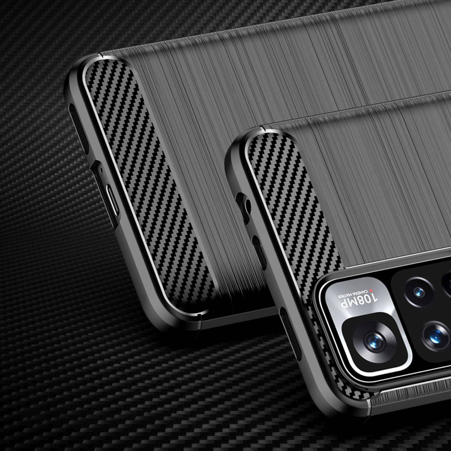 Silikon Hülle Carbon kompatibel mit XIAOMI REDMI NOTE 11 PRO 4G Case TPU Soft Handyhülle Cover Schutzhülle Schwarz