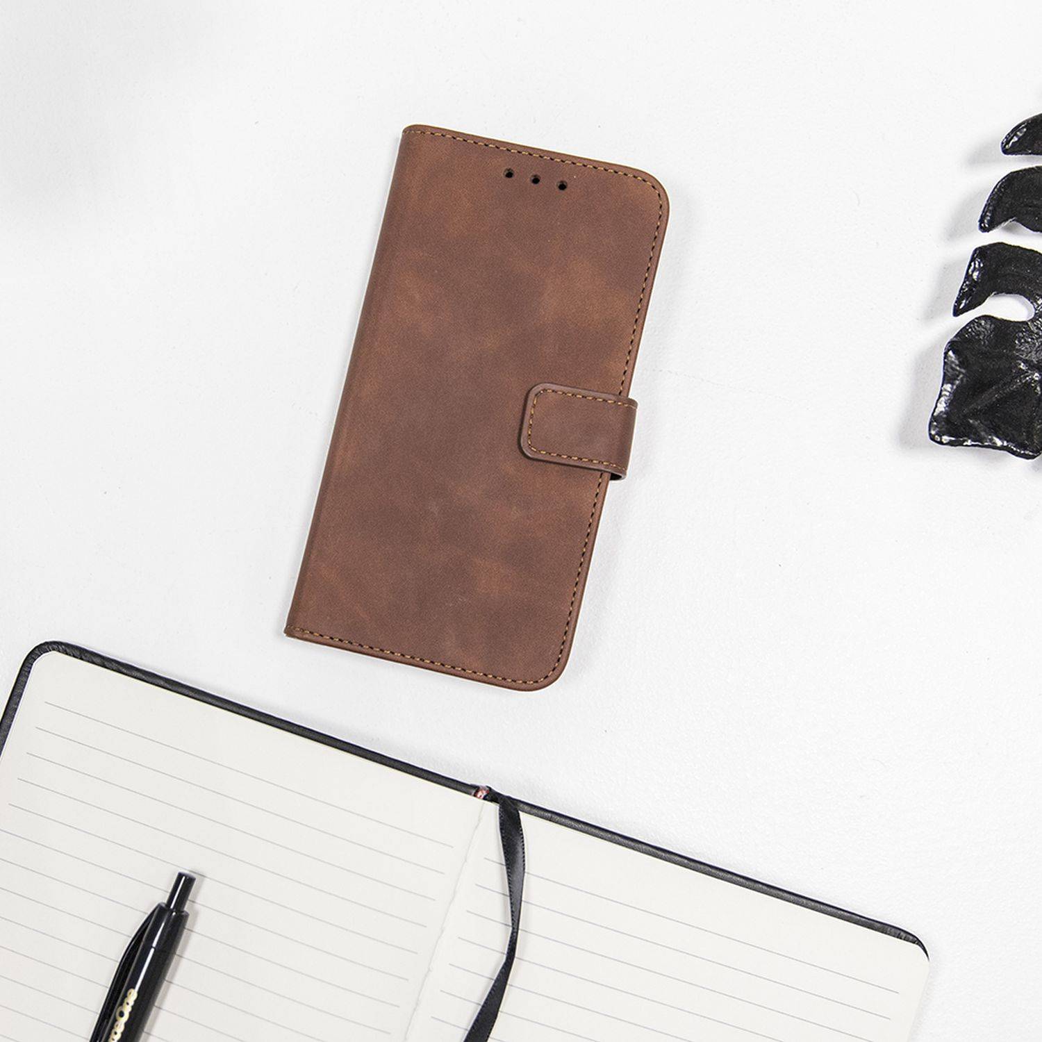 Smart Velvet Case Tasche Hülle kompatibel mit Xiaomi 12X 5G Cover Magnet Buch-Tasche Braun