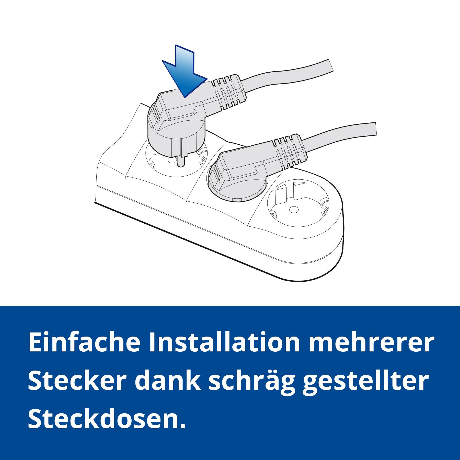 ALING-CONEL 5-fach Schutzkontakt Steckdosenleiste 16A/ 250V~ (3 m Verbindungskabel) Weiß