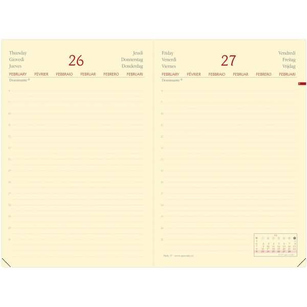 Buchkalender Daily 17 12x17cm Silk bordeaux 2026