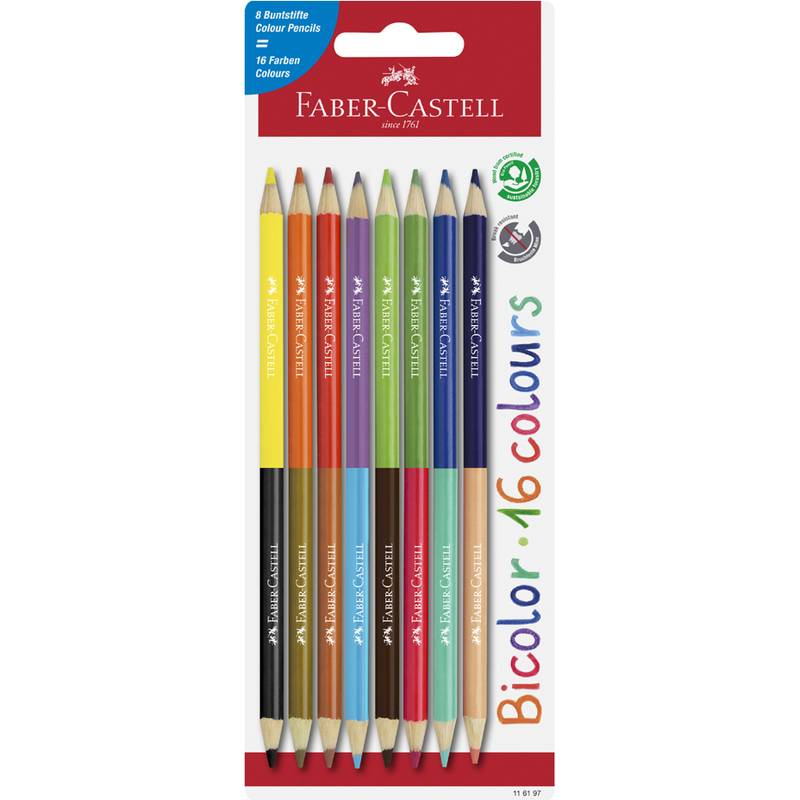 FABER-CASTELL Buntstifte Bicolor, 8er Blisterkarte