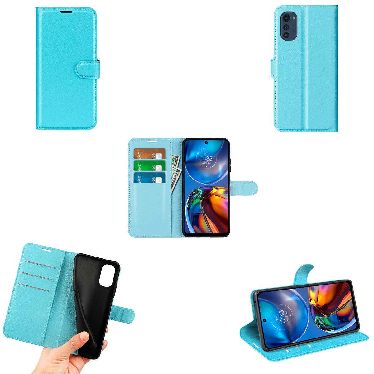 Für Motorola Moto E32 Handy Tasche Wallet Premium Schutz Hülle Case Cover Etuis Neu Zubehör Blau
