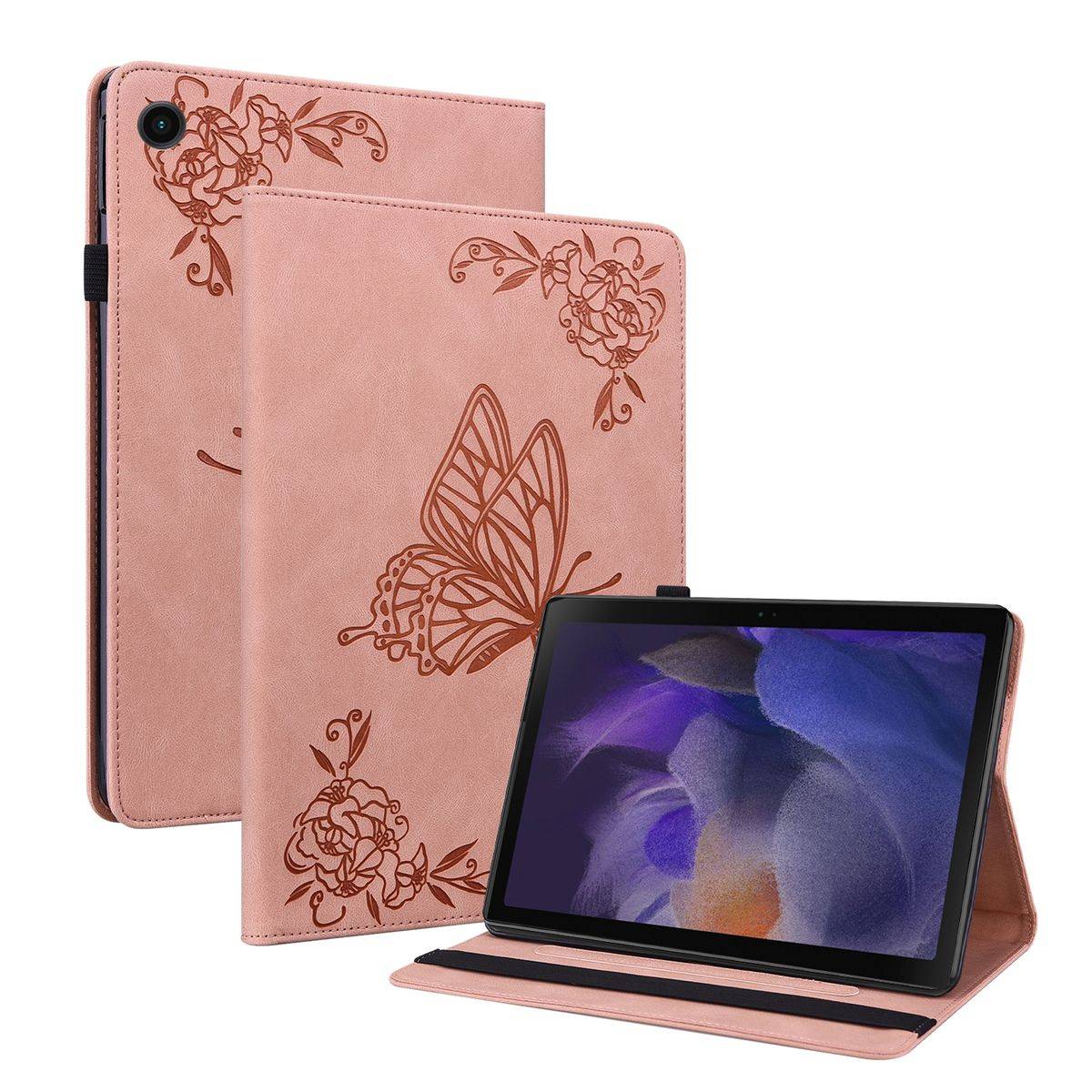 Für Samsung Galaxy Tab A8 10.5 2021 Design Muster Rose Gold Kunstleder Hülle Cover Tablet Tasche Neu