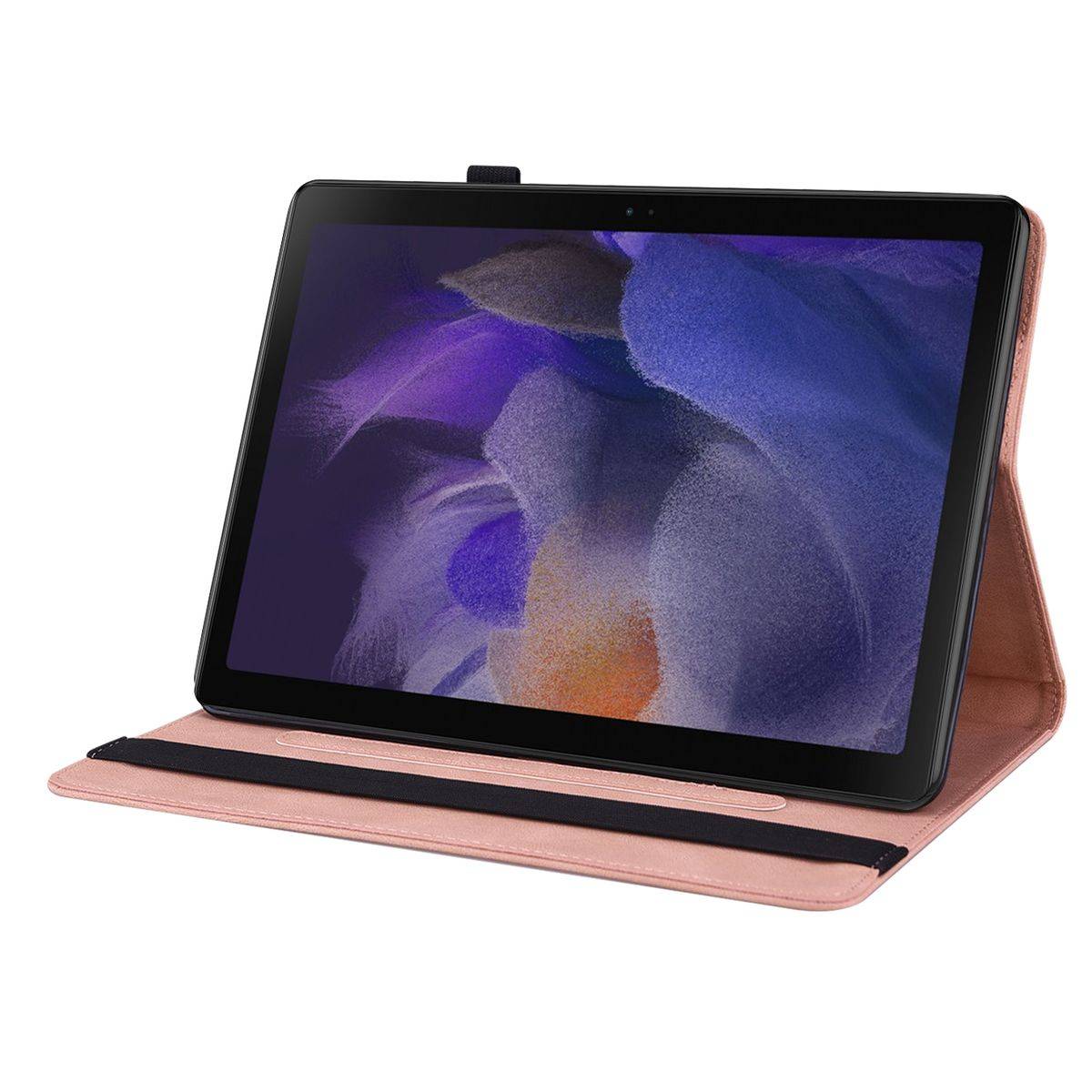 Für Samsung Galaxy Tab A8 10.5 2021 Design Muster Rose Gold Kunstleder Hülle Cover Tablet Tasche Neu
