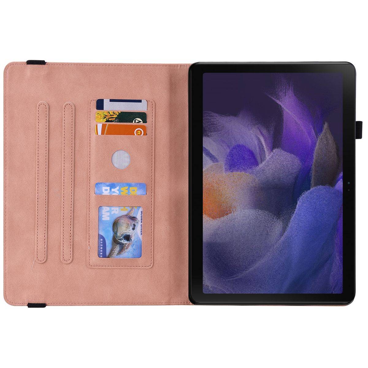 Für Samsung Galaxy Tab A8 10.5 2021 Design Muster Rose Gold Kunstleder Hülle Cover Tablet Tasche Neu