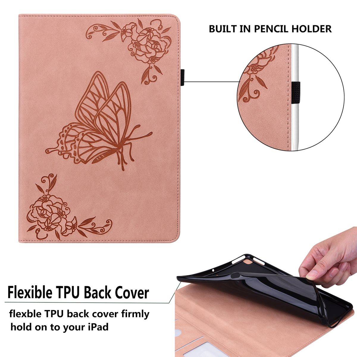 Für Samsung Galaxy Tab A8 10.5 2021 Design Muster Rose Gold Kunstleder Hülle Cover Tablet Tasche Neu