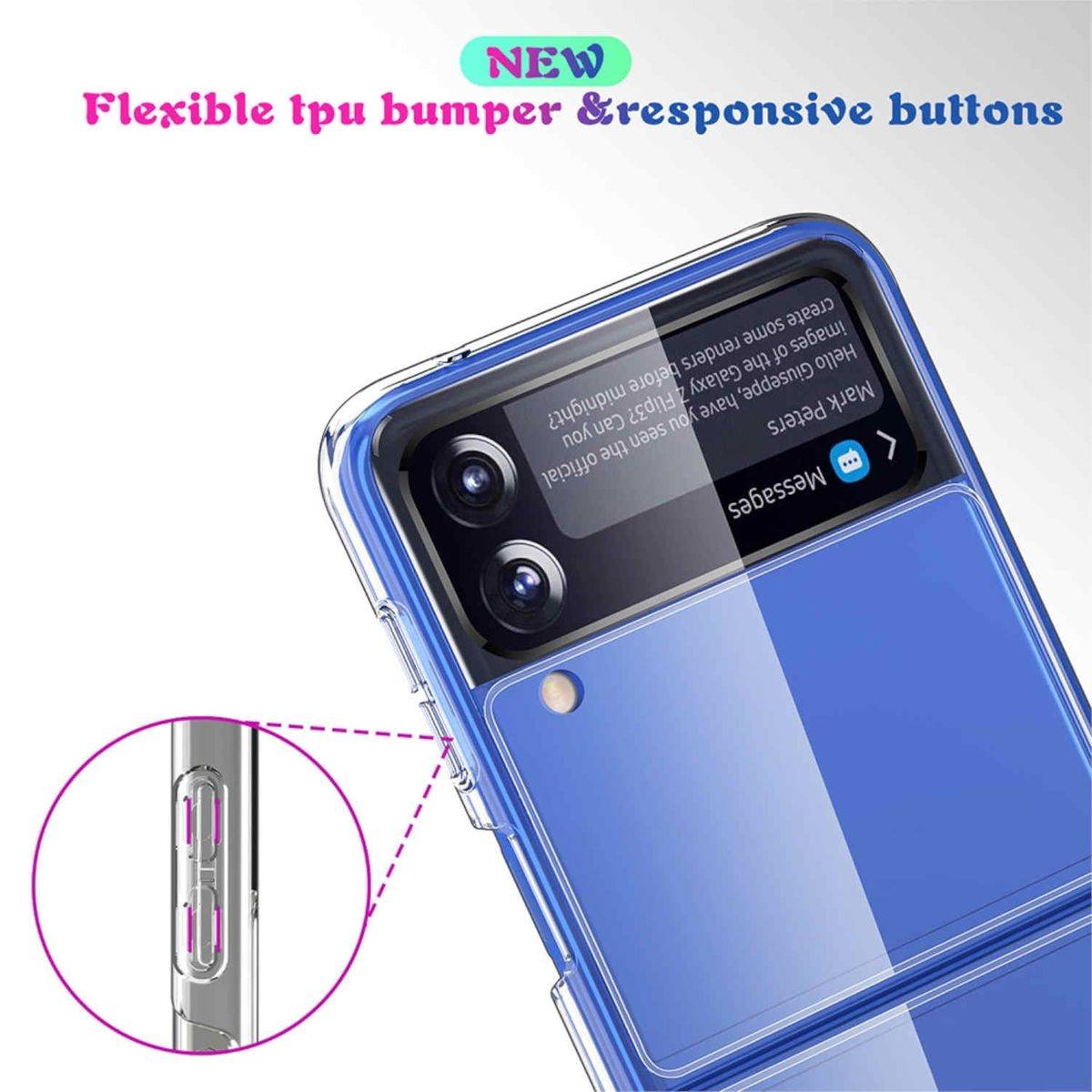 Für Samsung Galaxy Z Flip4 5G Shockproof Kunststoff / Silikon Case TPU Schutz Transparent Handy Hülle Cover