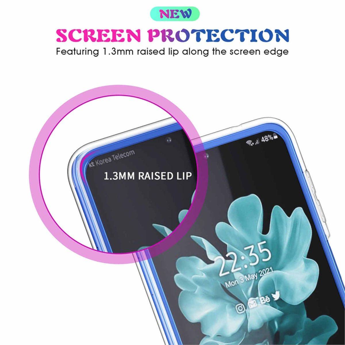Für Samsung Galaxy Z Flip4 5G Shockproof Kunststoff / Silikon Case TPU Schutz Transparent Handy Hülle Cover