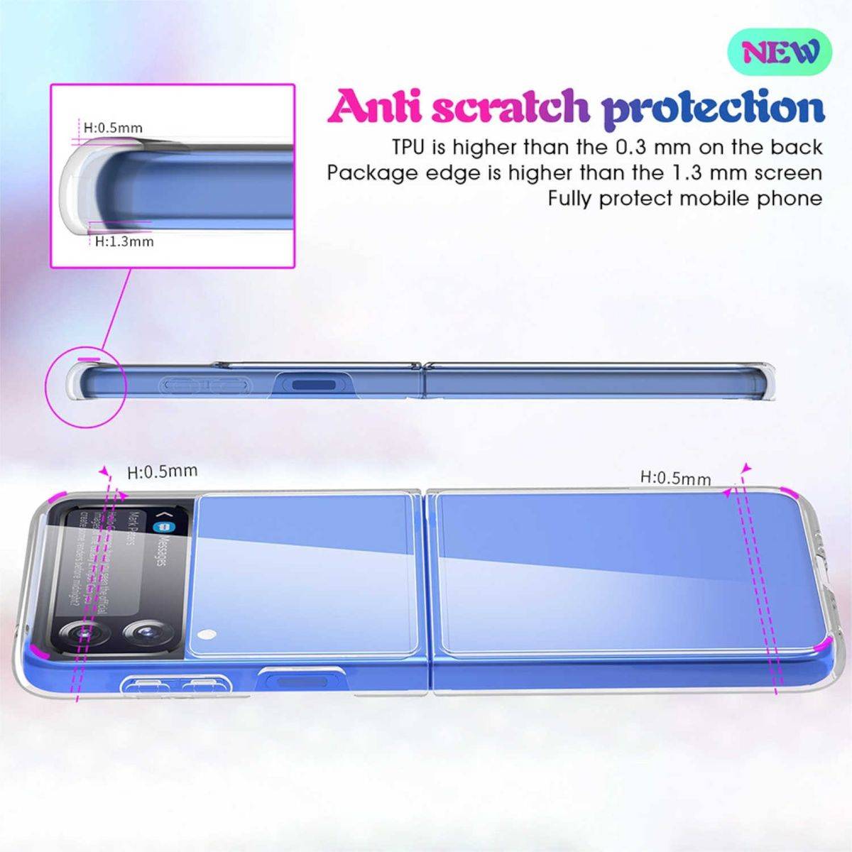 Für Samsung Galaxy Z Flip4 5G Shockproof Kunststoff / Silikon Case TPU Schutz Transparent Handy Hülle Cover