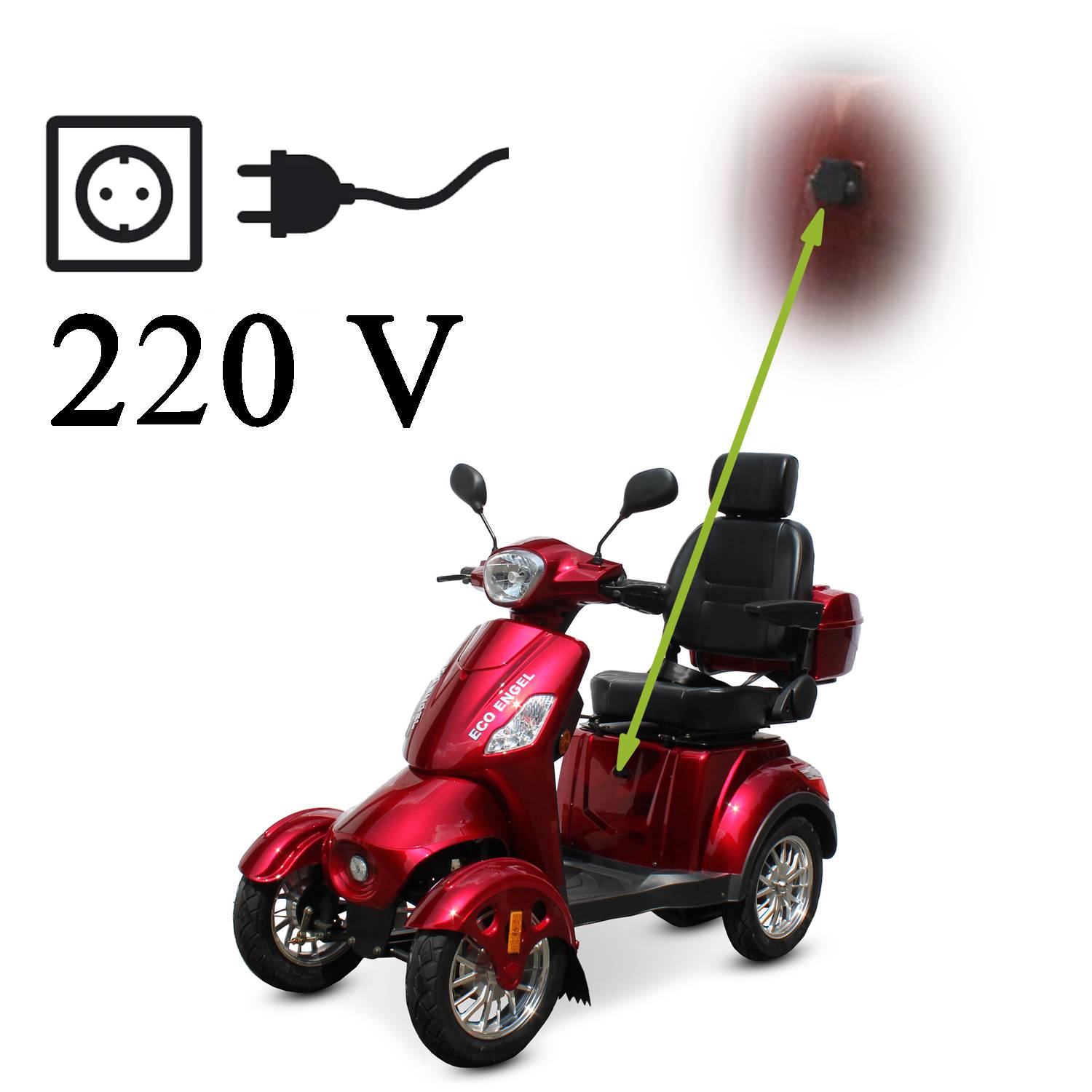 ECO ENGEL 525 Rot mit elektromagnetischer Bremse Elektromobil 4 Räder Seniorenmobil