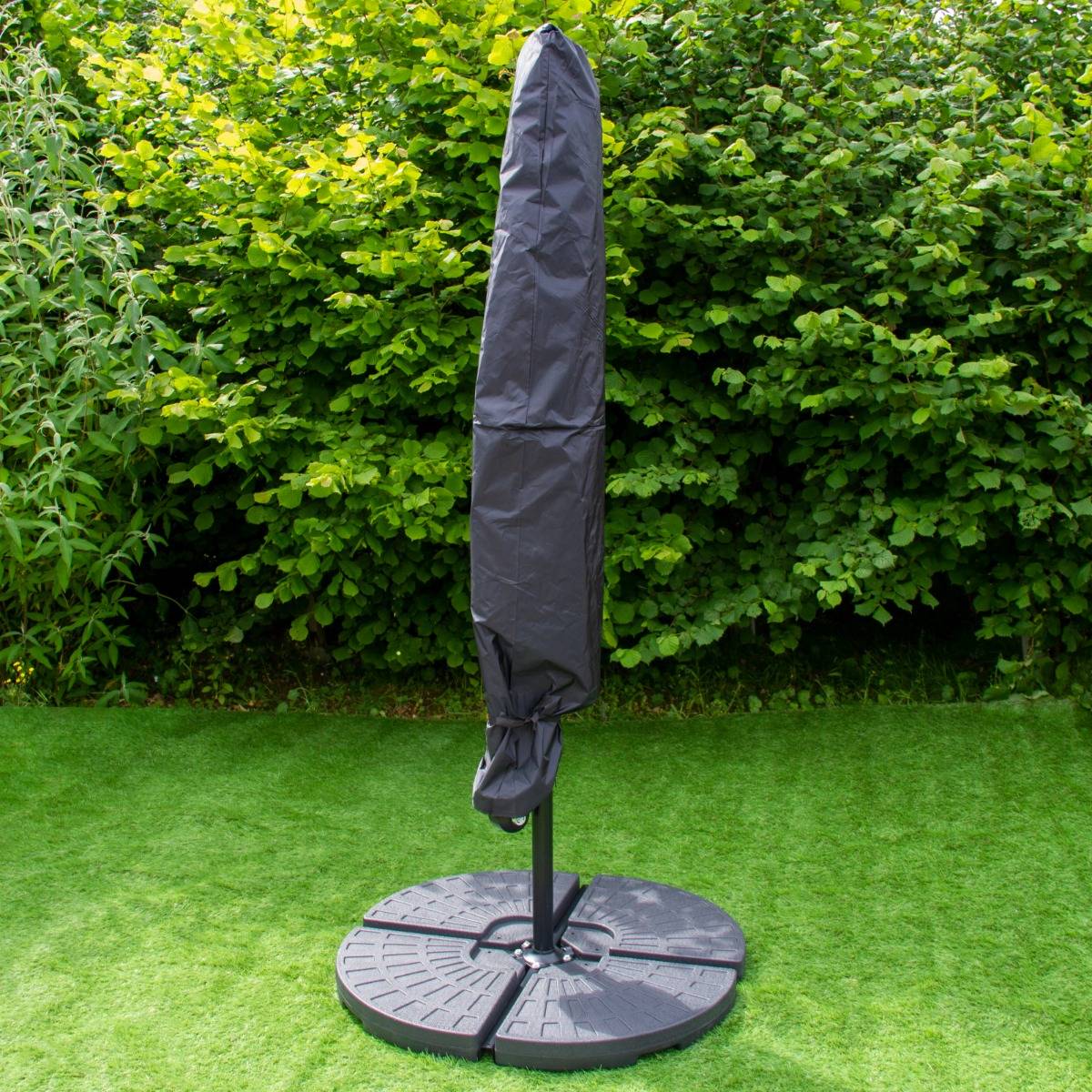 300cm LED Ampelschirm Sonnenschirm mit fächerförmigem Sockel - Grün