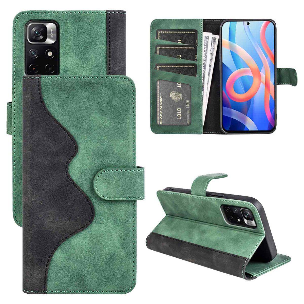 Für Xiaomi Redmi Note 11 Pro Plus 5G Design Handy Tasche Wallet Premium Grün Hülle Case Cover Etuis